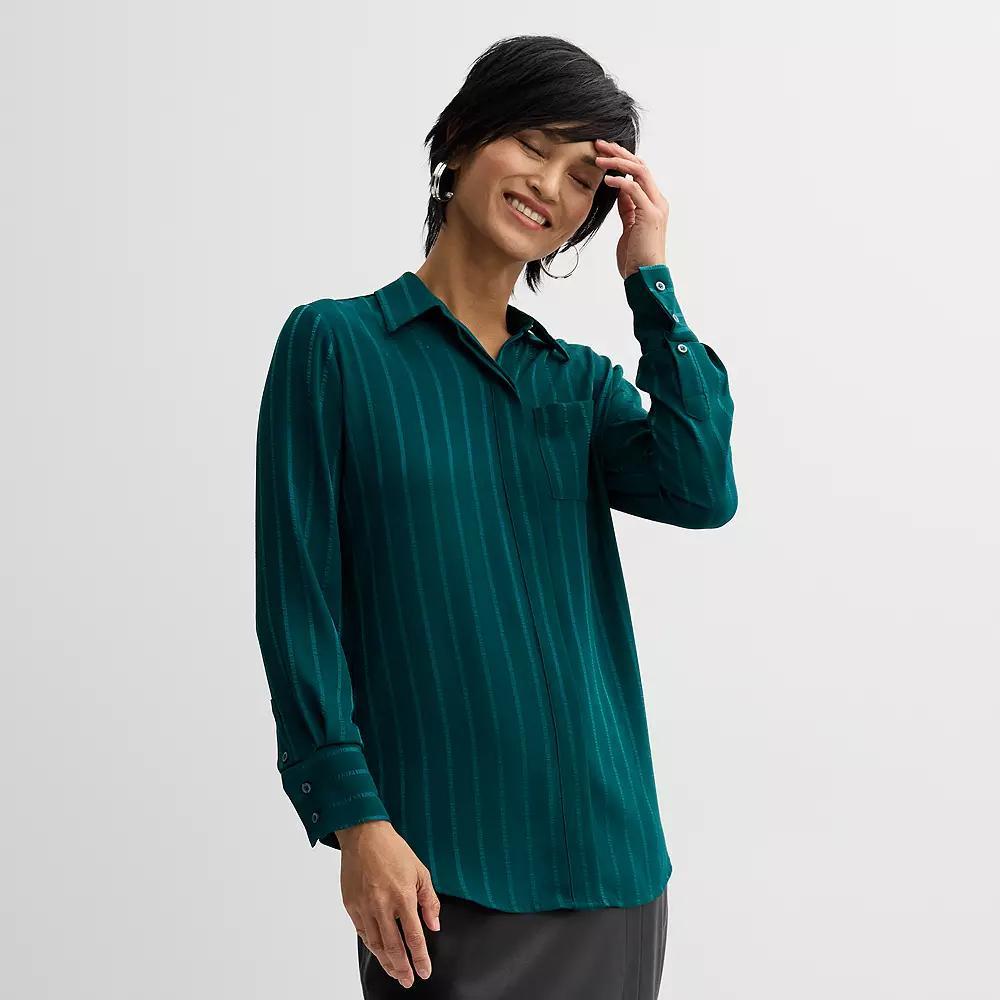 Women's Nine West Drapey Button Down Shirt, Size: XS, Bittersweet Brown Product Image