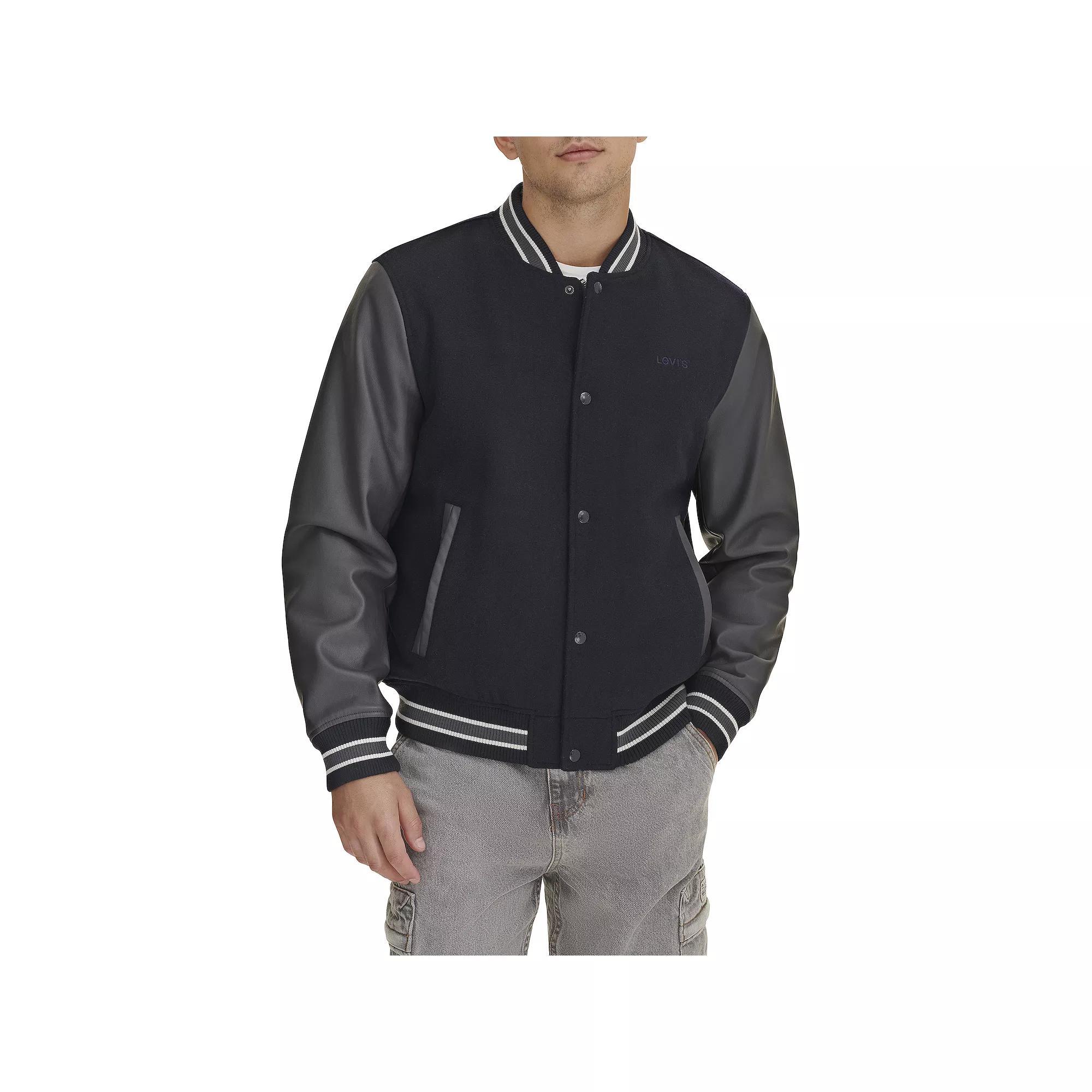 Men's Levi's® Mixed Media Letterman Bomber Jacket, Size: Medium, Dark Brown Product Image