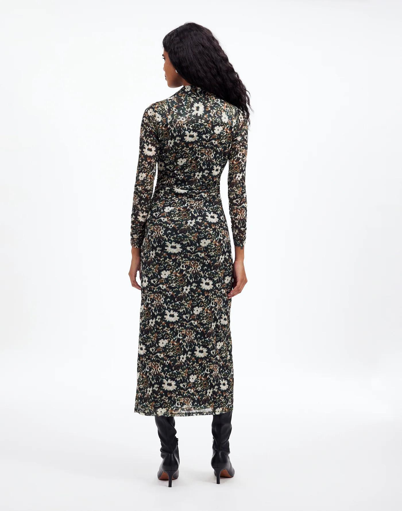 Long-Sleeve Polo Midi Dress in Floral Product Image