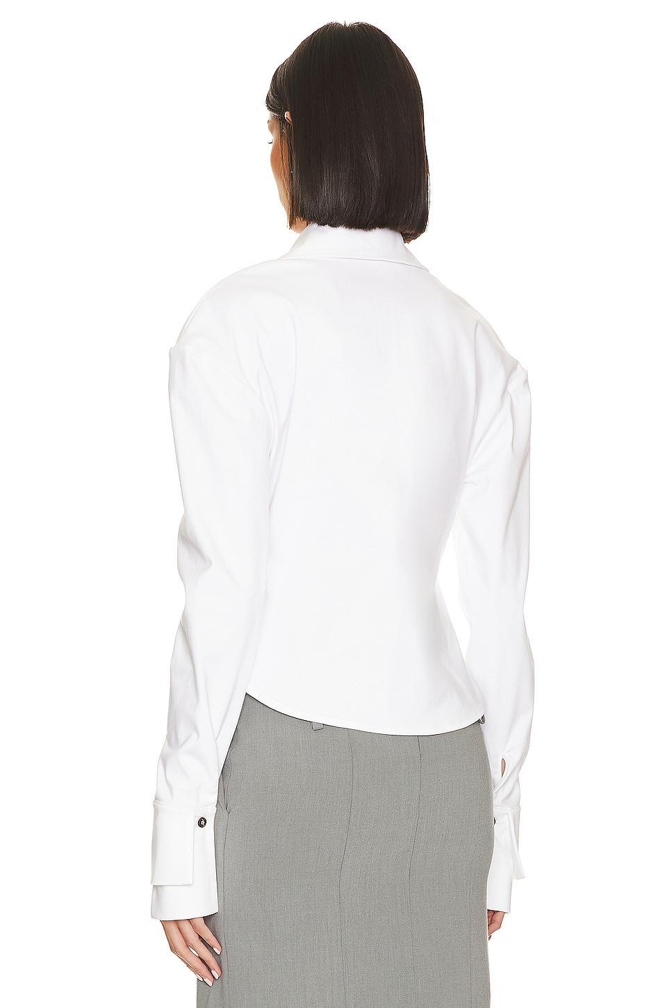 Wide Shoulder Asymmetric Cuff Shirt Product Image