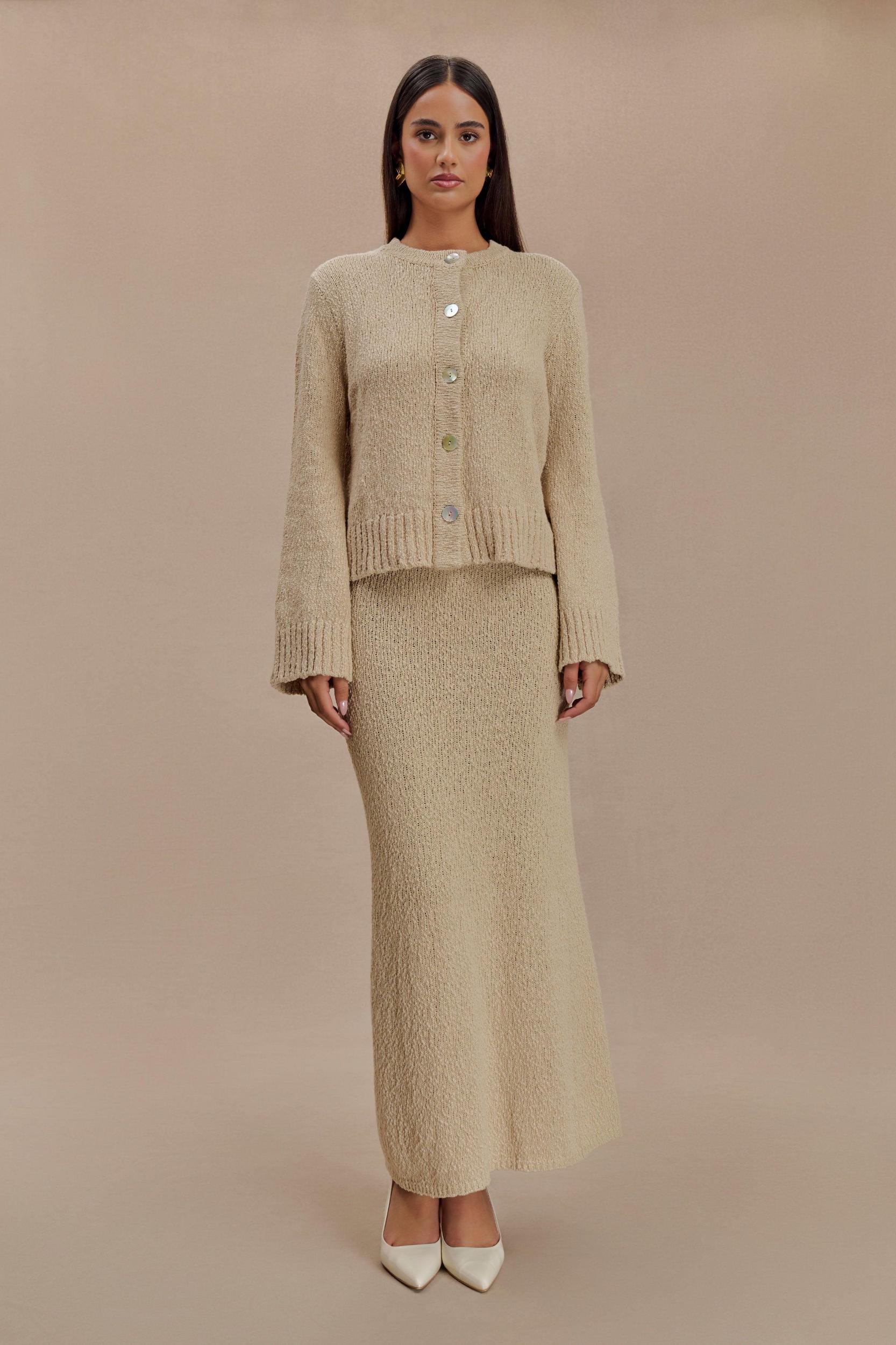Moira Oversized Boucle Cardigan - Wheat Product Image