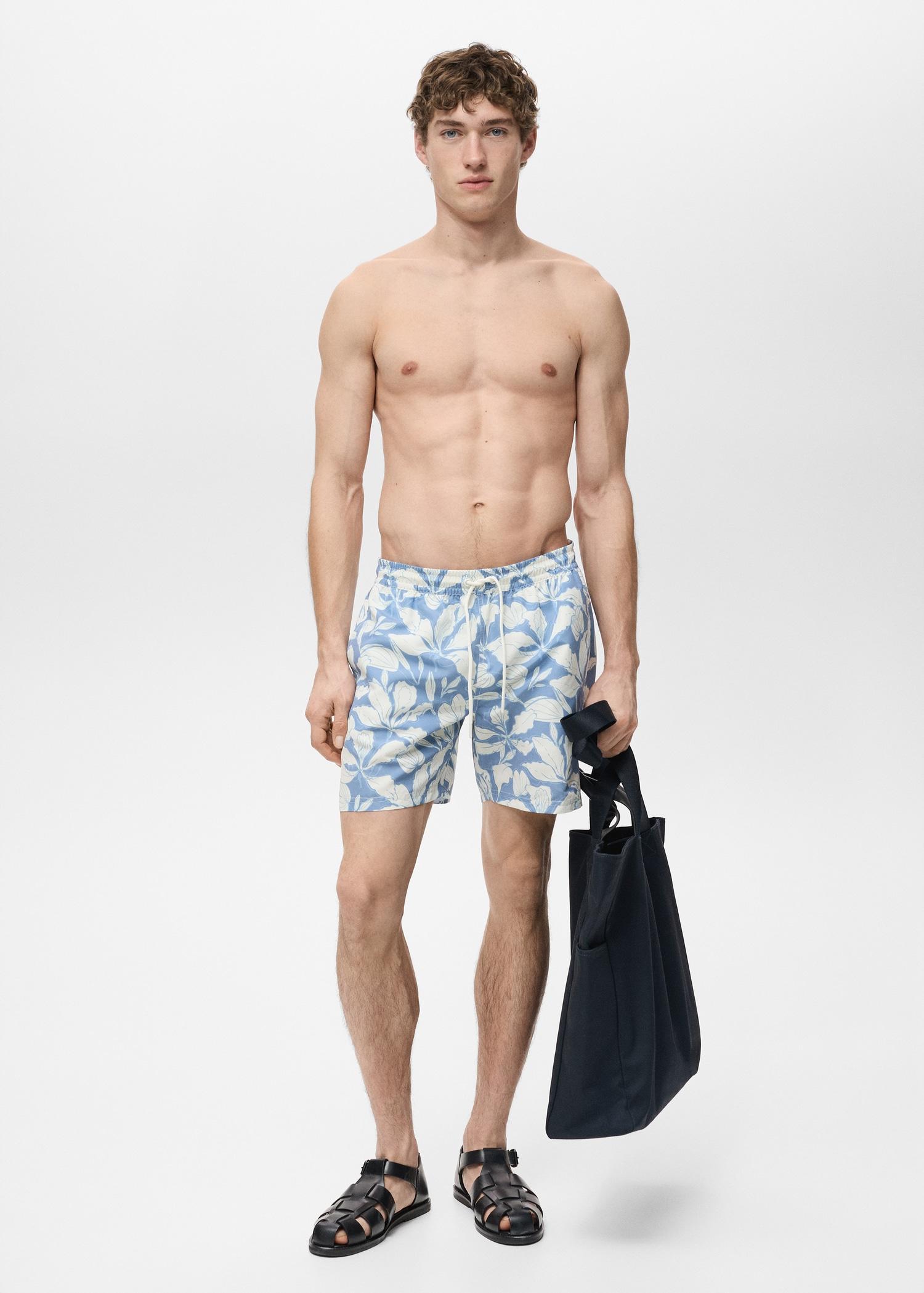 Floral print swimsuit - Men | MANGO USA Product Image