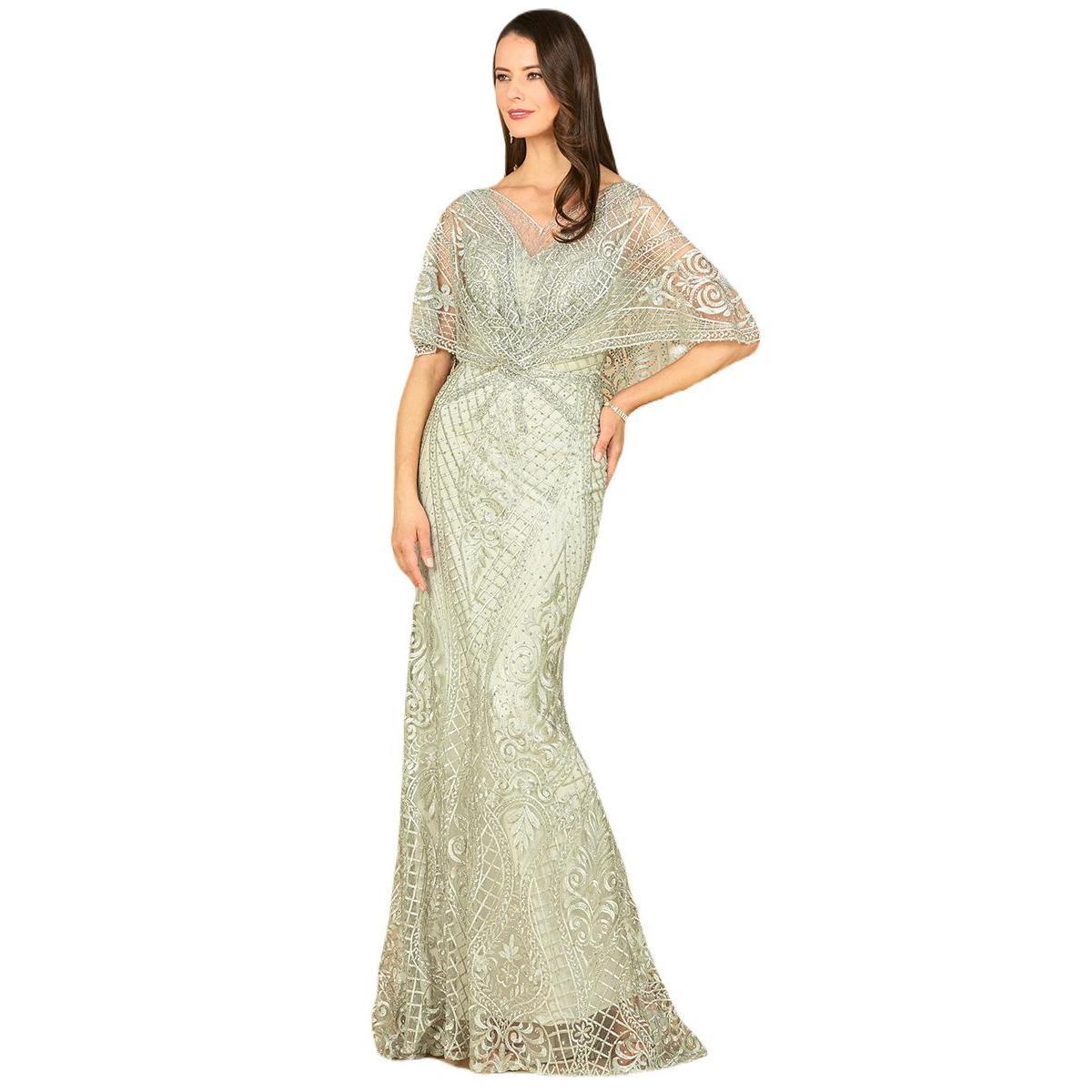 Womens Cape Sleeve Mermaid Gown Product Image