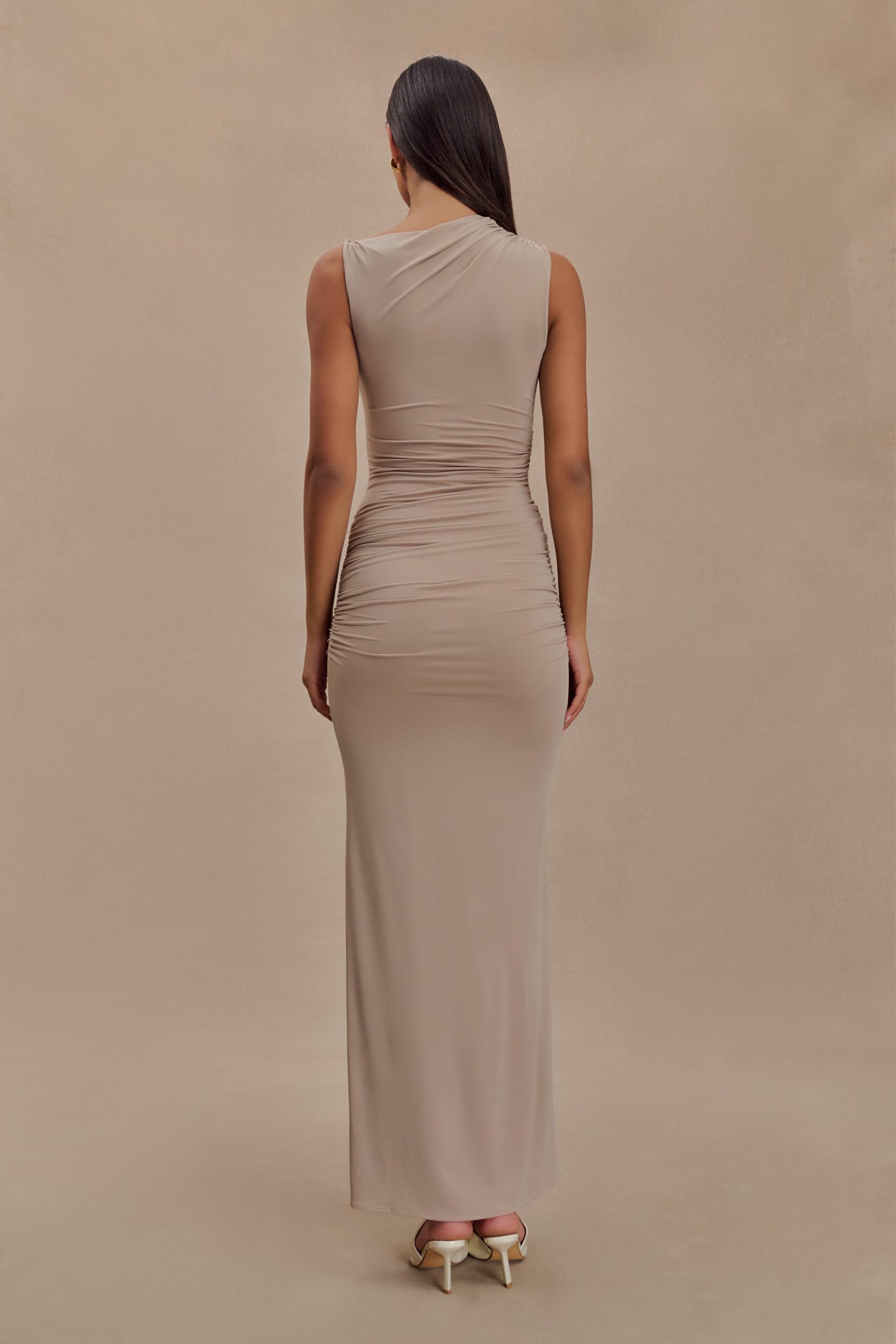 Kaia Slinky Cut Out Maxi Dress - Taupe Product Image