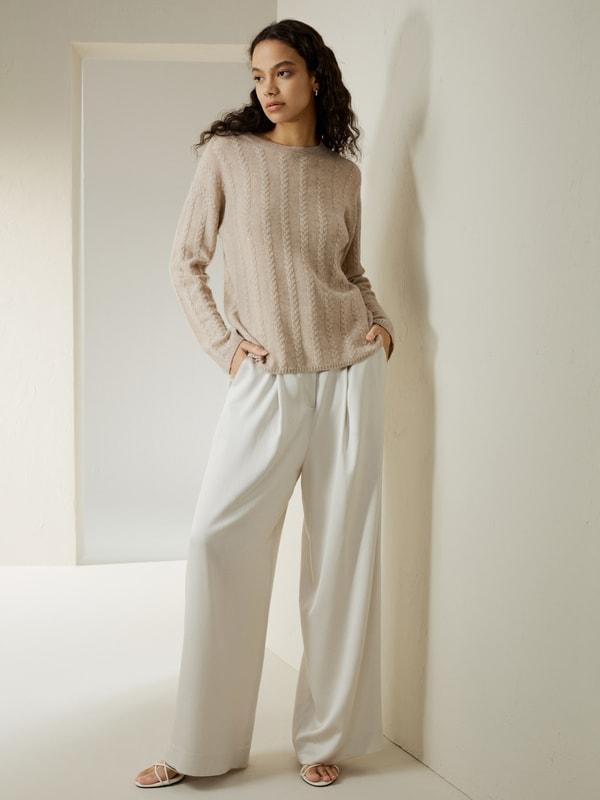 Semi-Sheer Cable-knit Cashmere Sweater Product Image