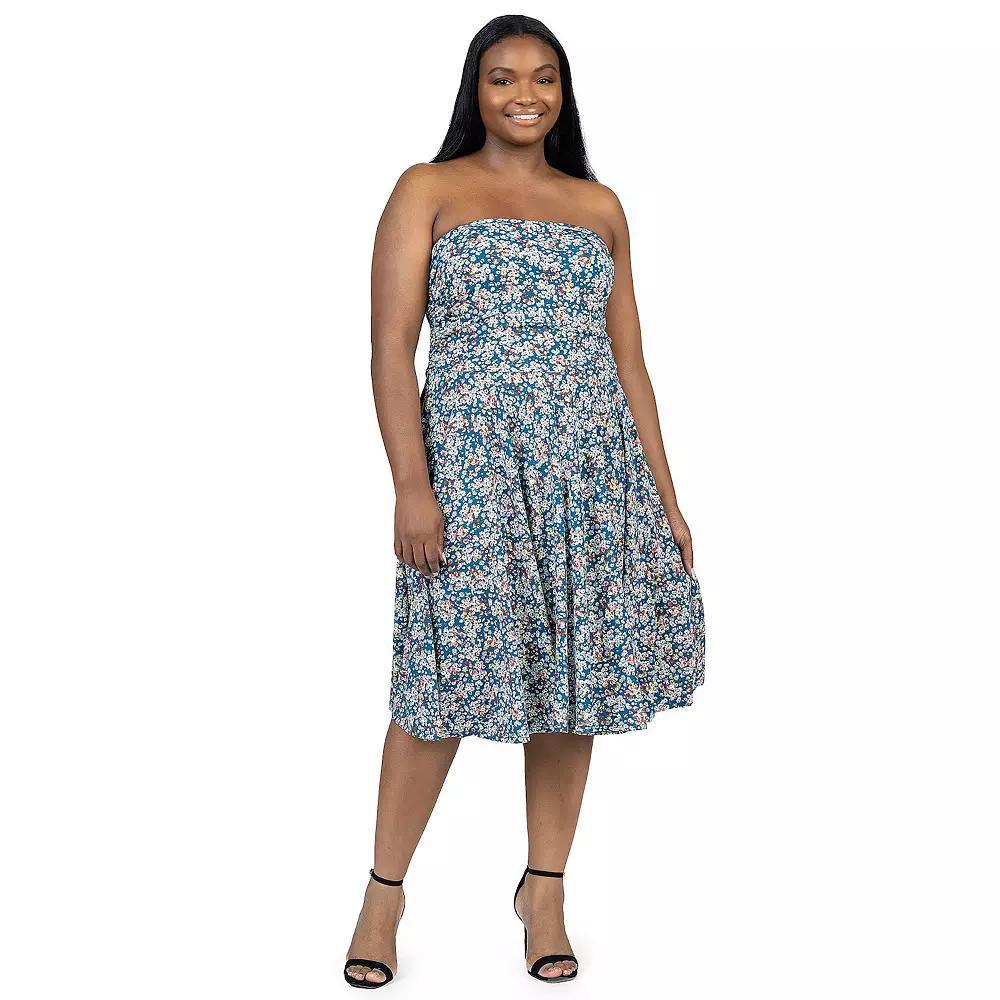 Plus Size 24Seven Comfort Apparel Flowy Knee Length Dress, Women's, Size: 3XL, Blue Team Product Image