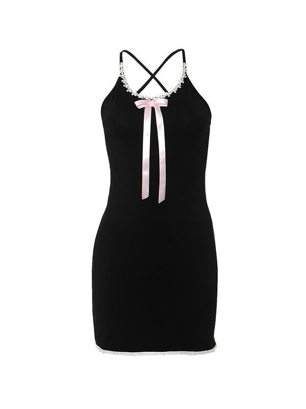 Bow Halter Cami Mini Dress Product Image