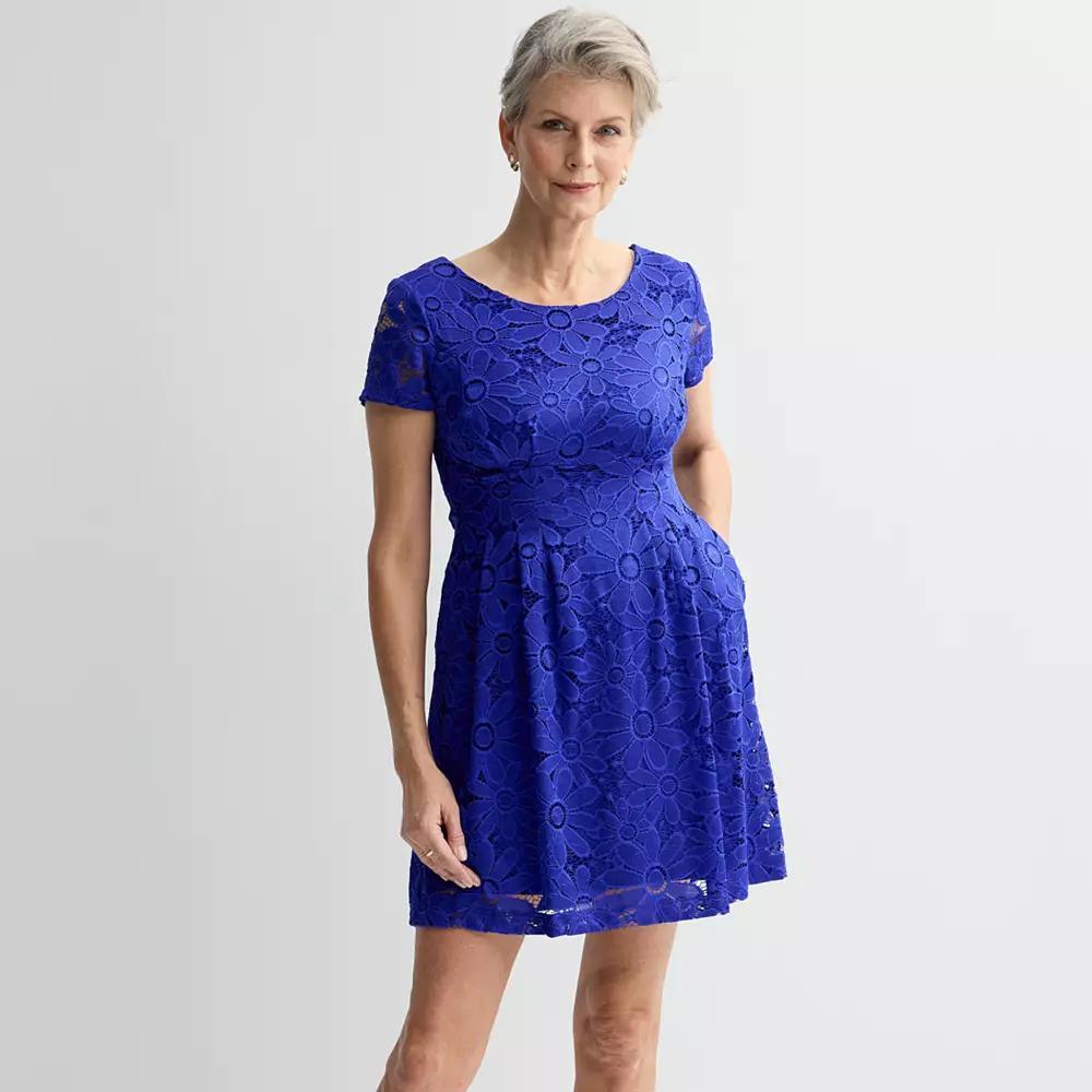 Womens Studio Connection Daisy Lace Dress Blue Product Image