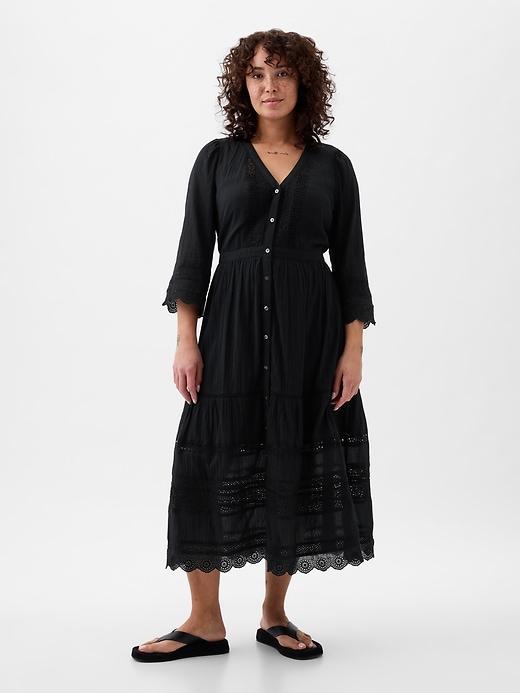 Textured Crinkle Lace Midi Dress Product Image