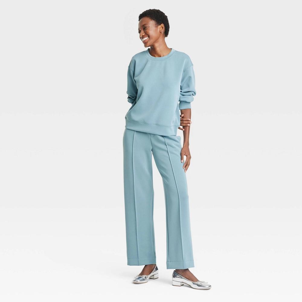 Womens Sandwash Pullover Sweatshirt - A New Day Teal XL Product Image