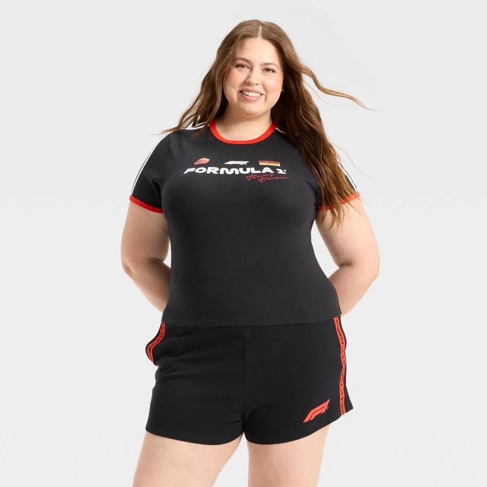 Women's Formula 1 Short Sleeve Graphic Baby T-Shirt - Black Product Image