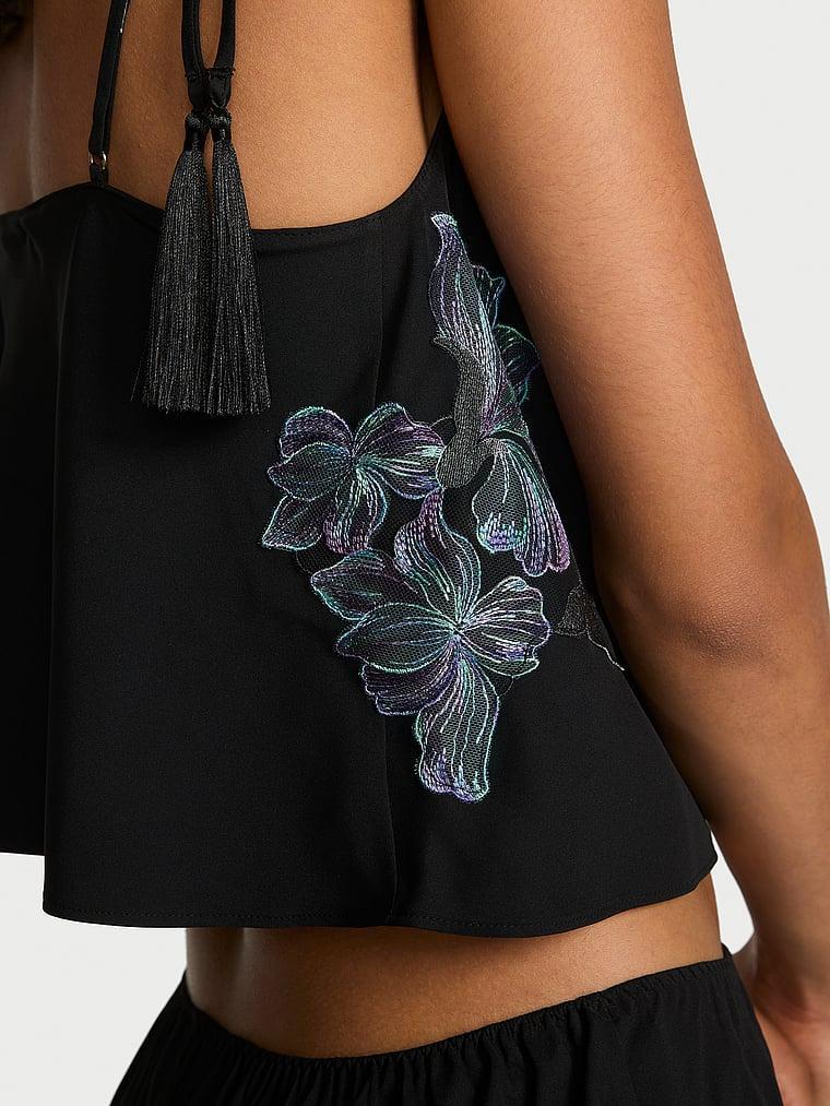 Electric Orchid Embroidery Satin Cami Set Product Image