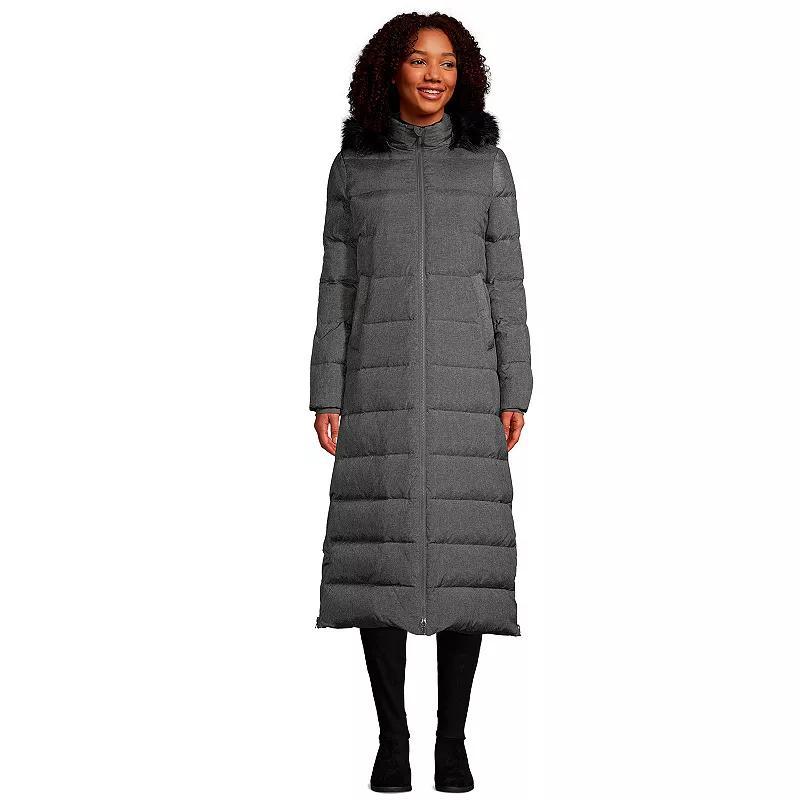 Womens Lands End Faux-Fur Hood Quilted Long Down Winter Coat Product Image
