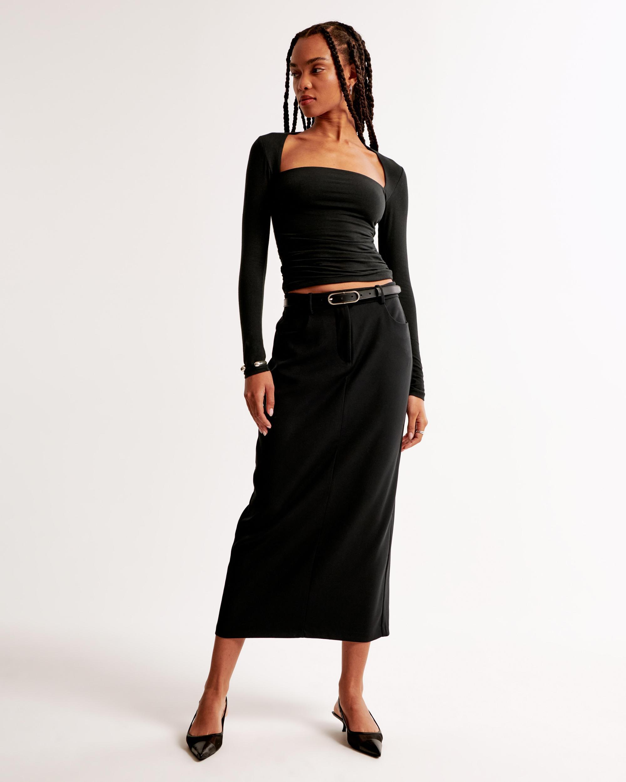 The A&F Ava Long-Sleeve Mesh Top Product Image