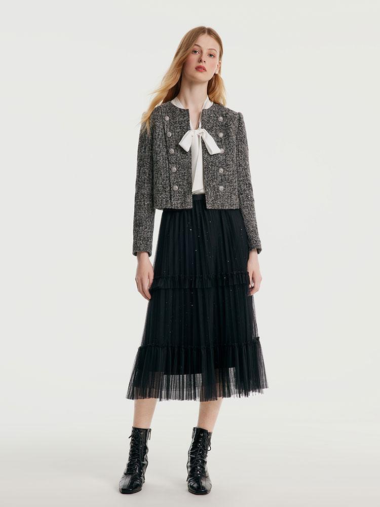 Classic Tweed Cropped Women Jacket Product Image