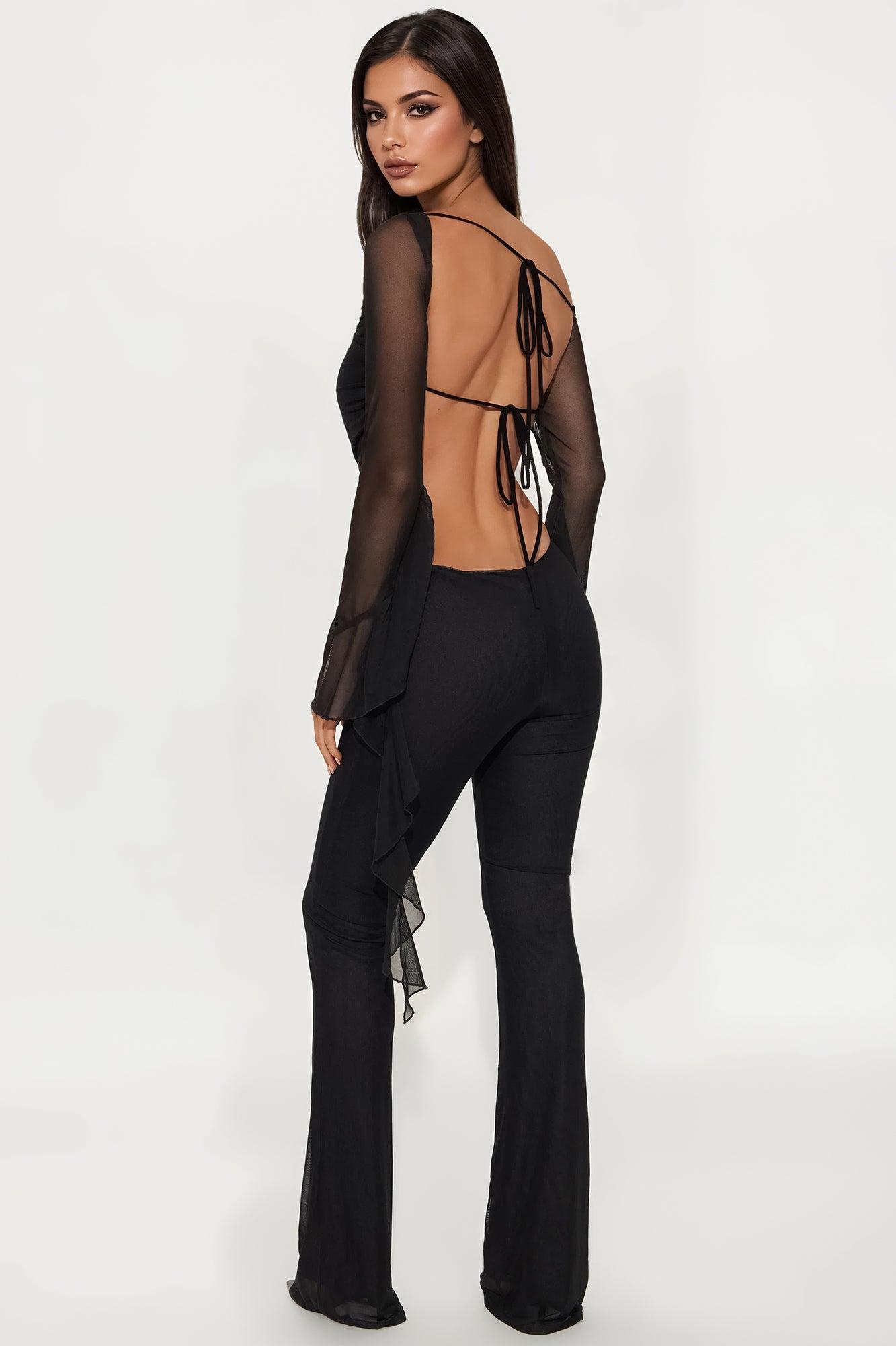 Born Hot Mesh Jumpsuit - Black Product Image