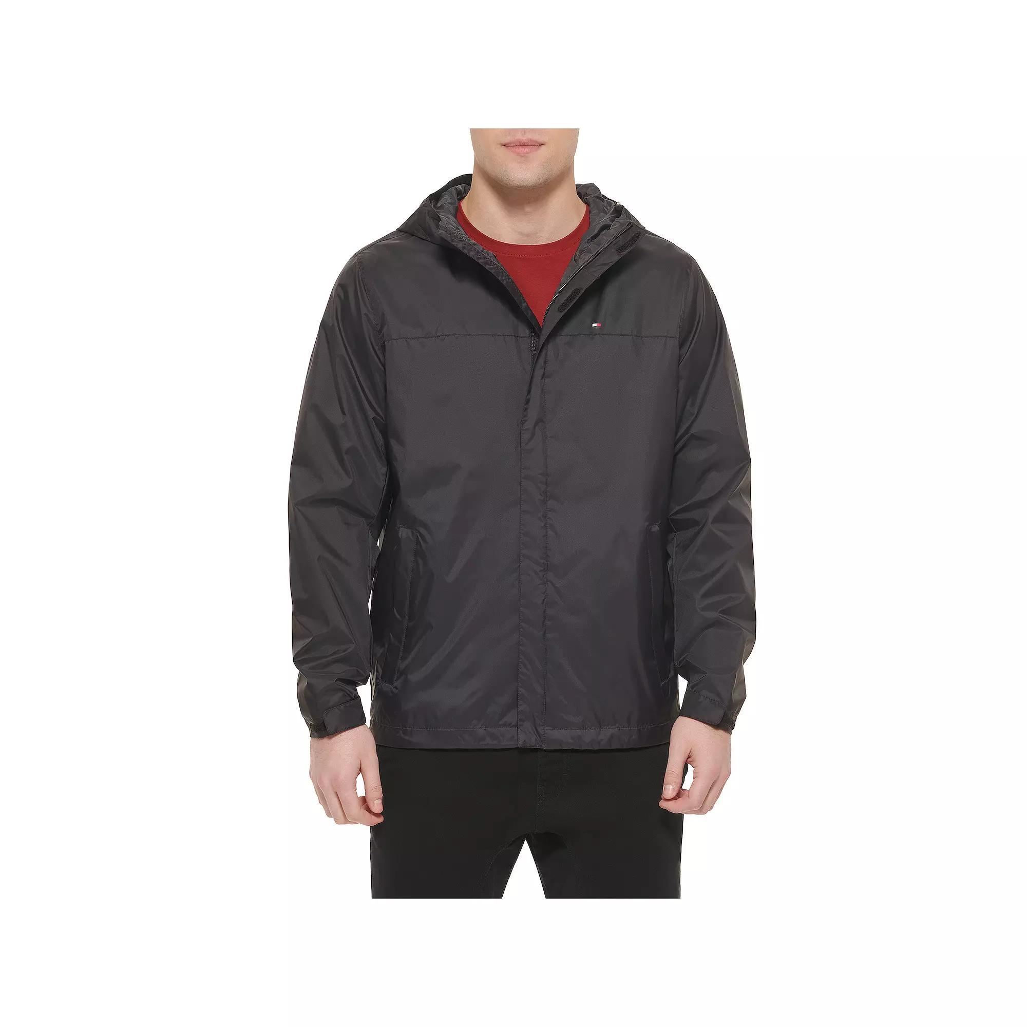 Big & Tall Tommy Hilfiger Hooded Rain Jacket, Men's, Size: 3XB, Black Product Image