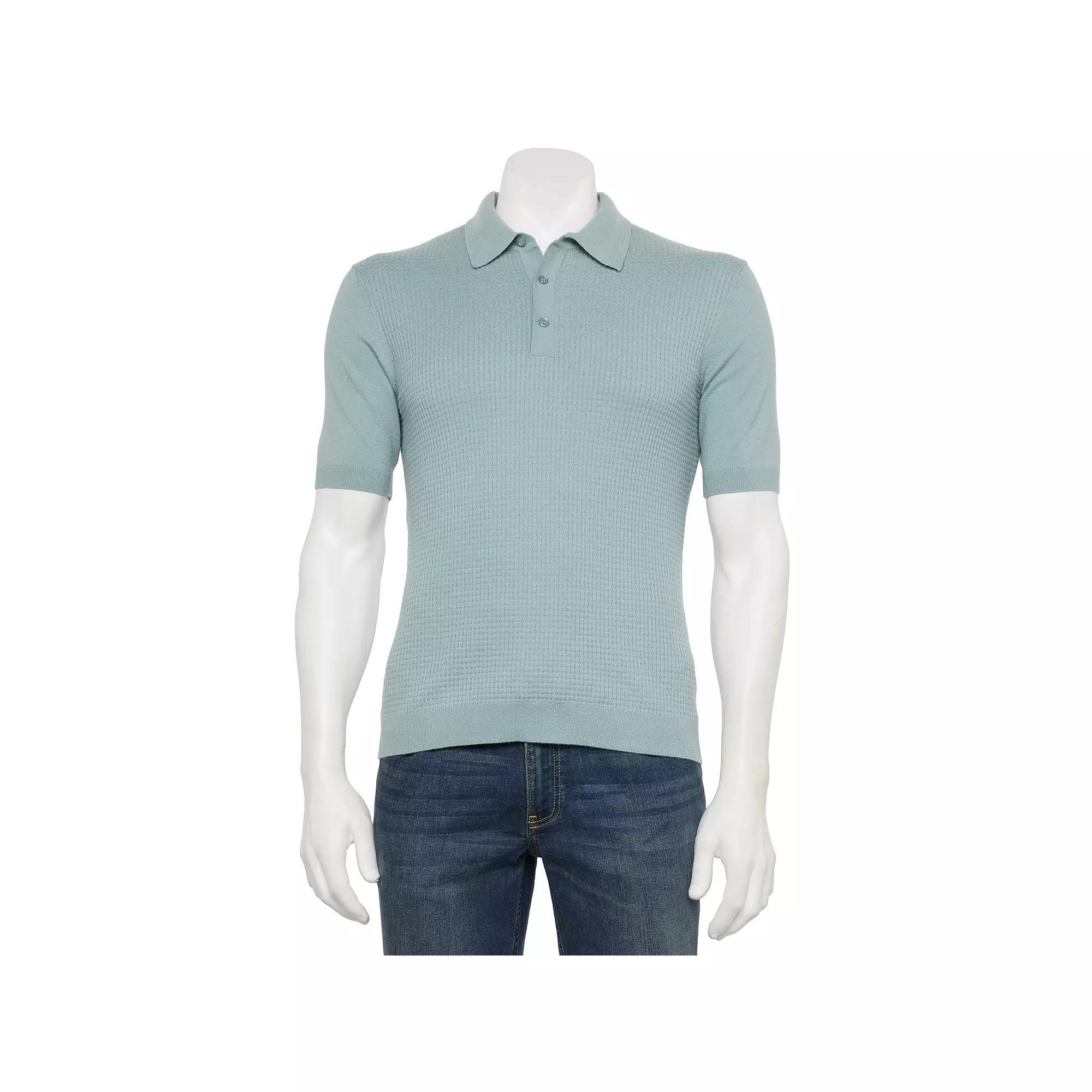 Men's Thomas Sterling Short Sleeve Sweater Polo Shirt, Size: Medium, Blue Product Image