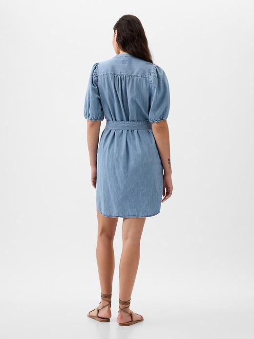 Puff-Sleeve Denim Mini Dress Product Image