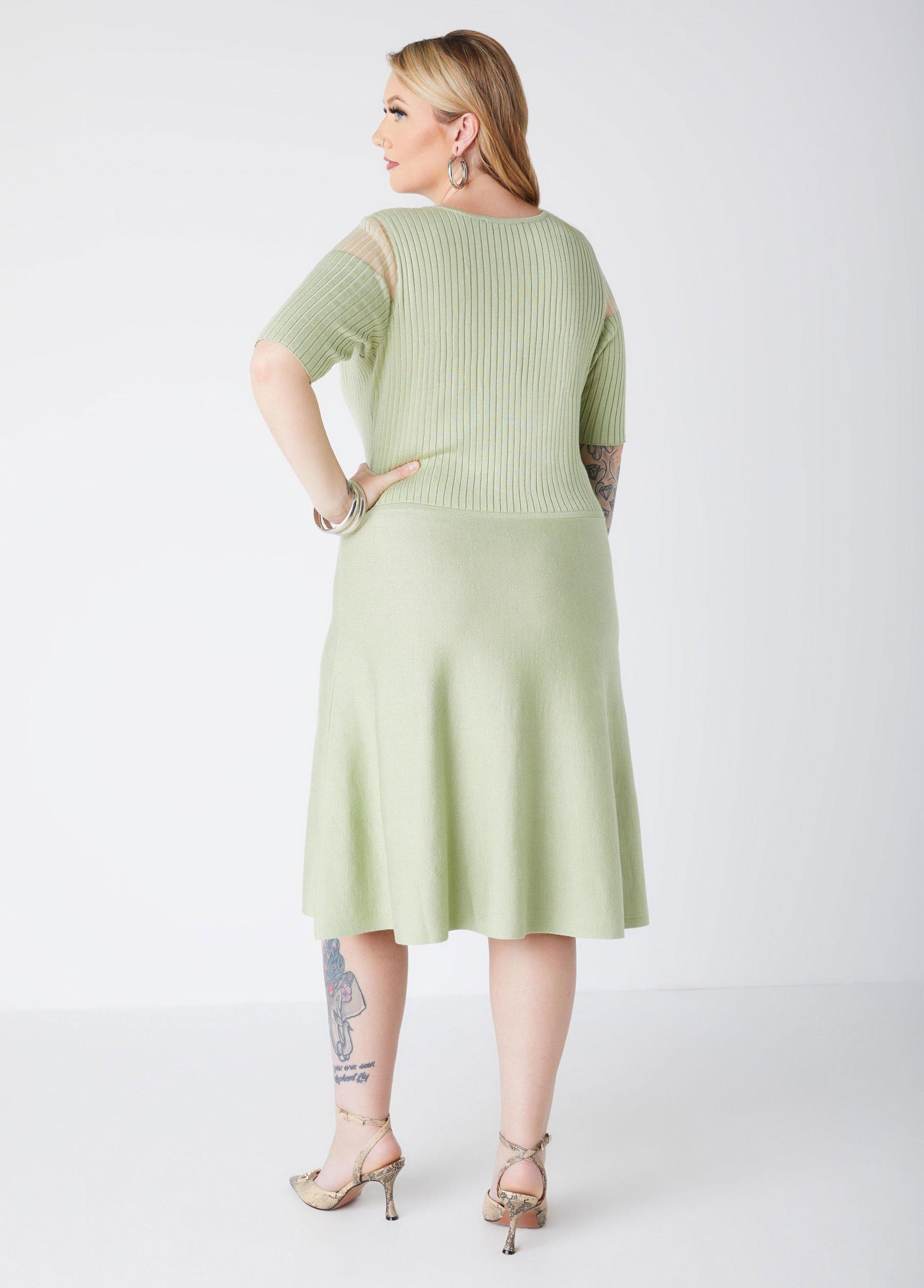 Paneled A Line Sweater Dress Product Image