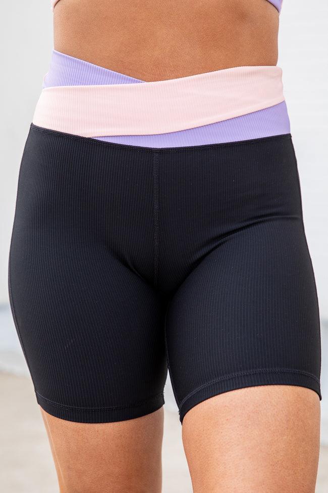 One Step At A Time Color Block Crossed Biker Short FINAL SALE Product Image