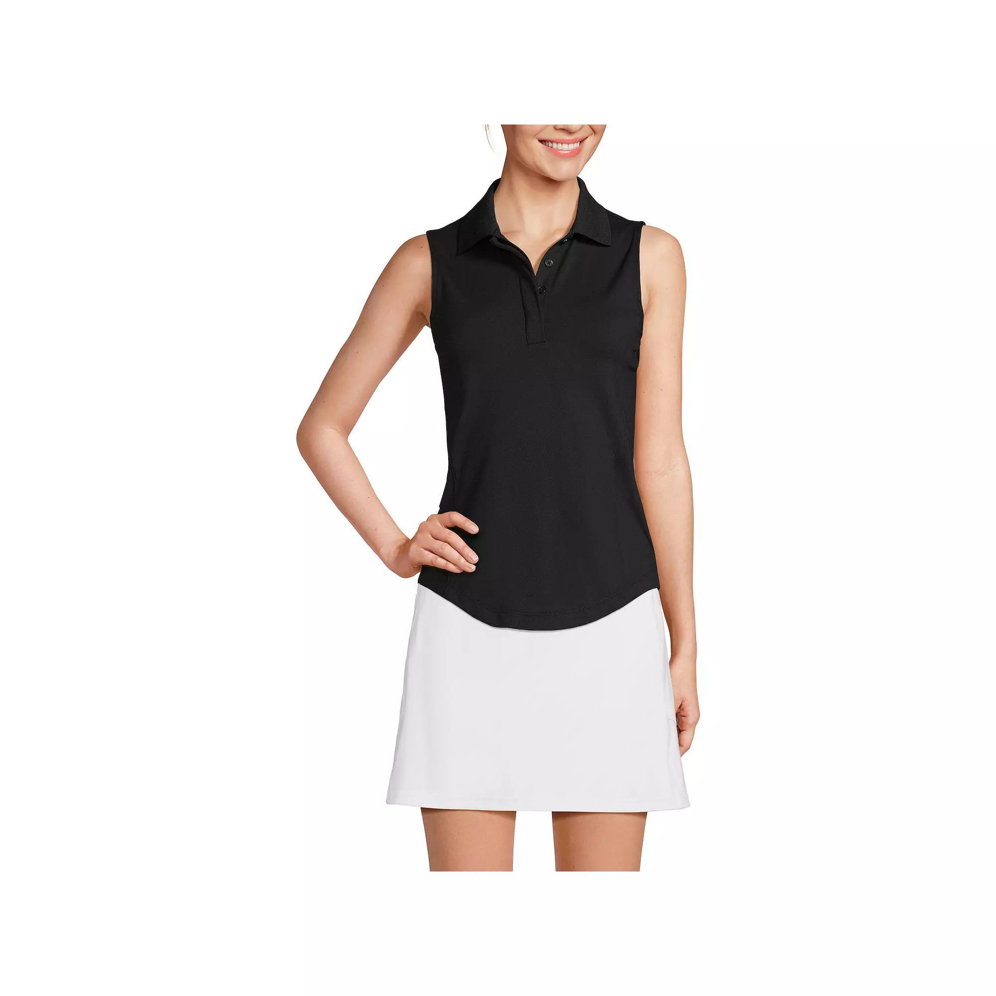 Women's Lands' End High Impact Polo Tank, Size: Medium, Pale Yellow Product Image