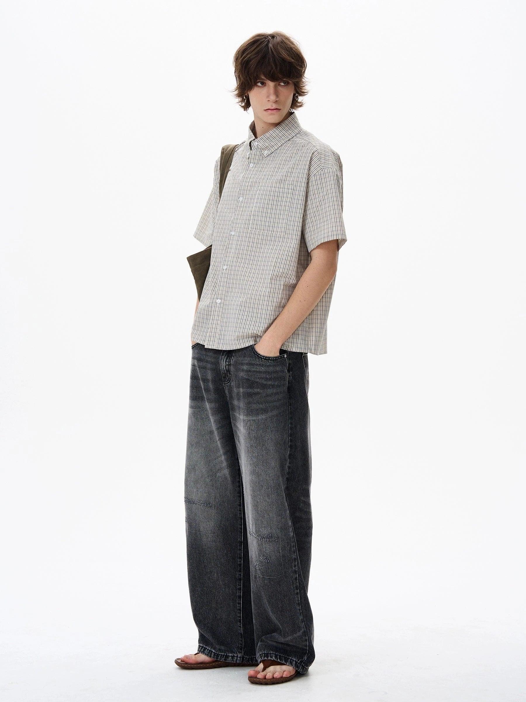 RT No. 18192 DARK GRAY STRAIGHT DENIM JEANS Product Image