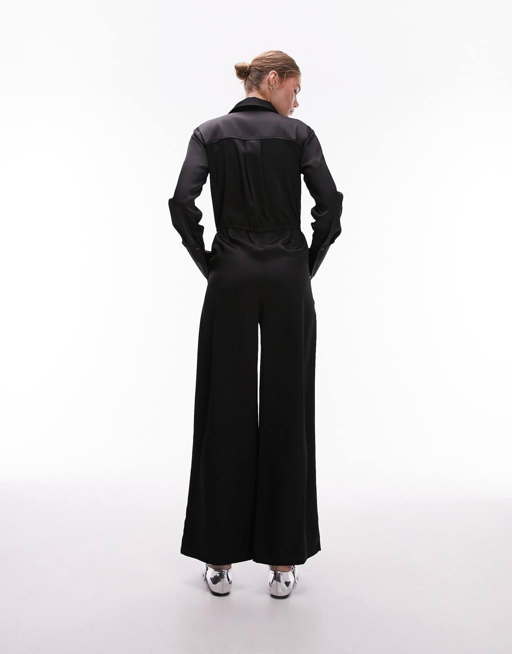 Topshop satin cargo jumpsuit Product Image