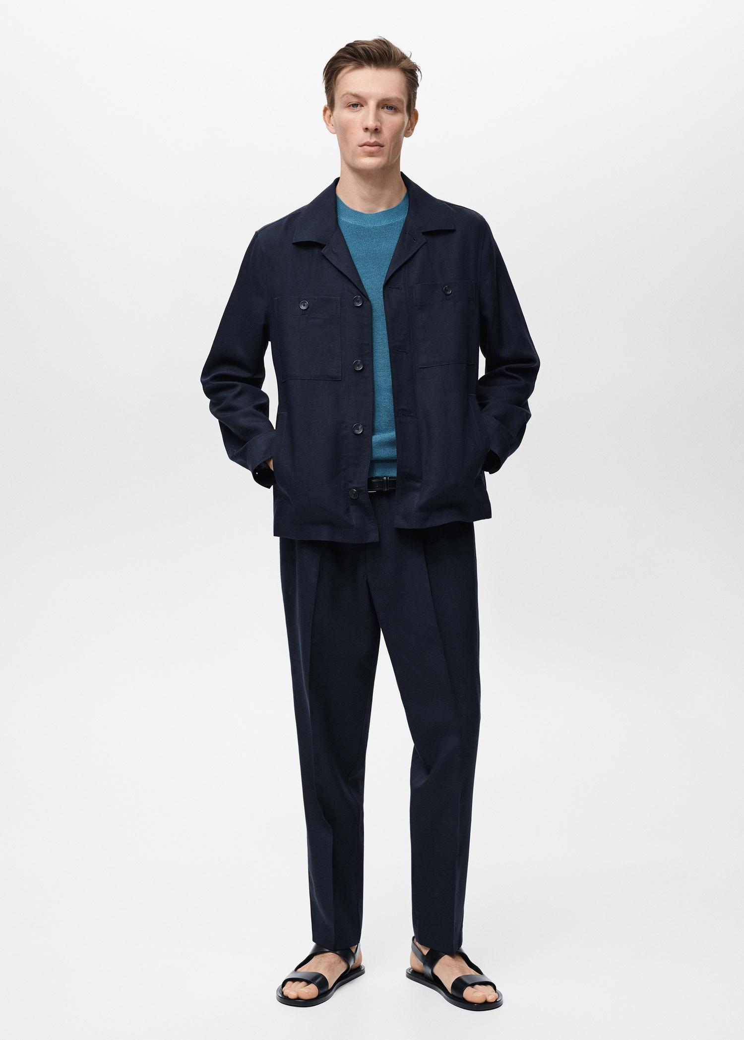 Lyocell linen overshirt with pockets - Men | MANGO USA Product Image