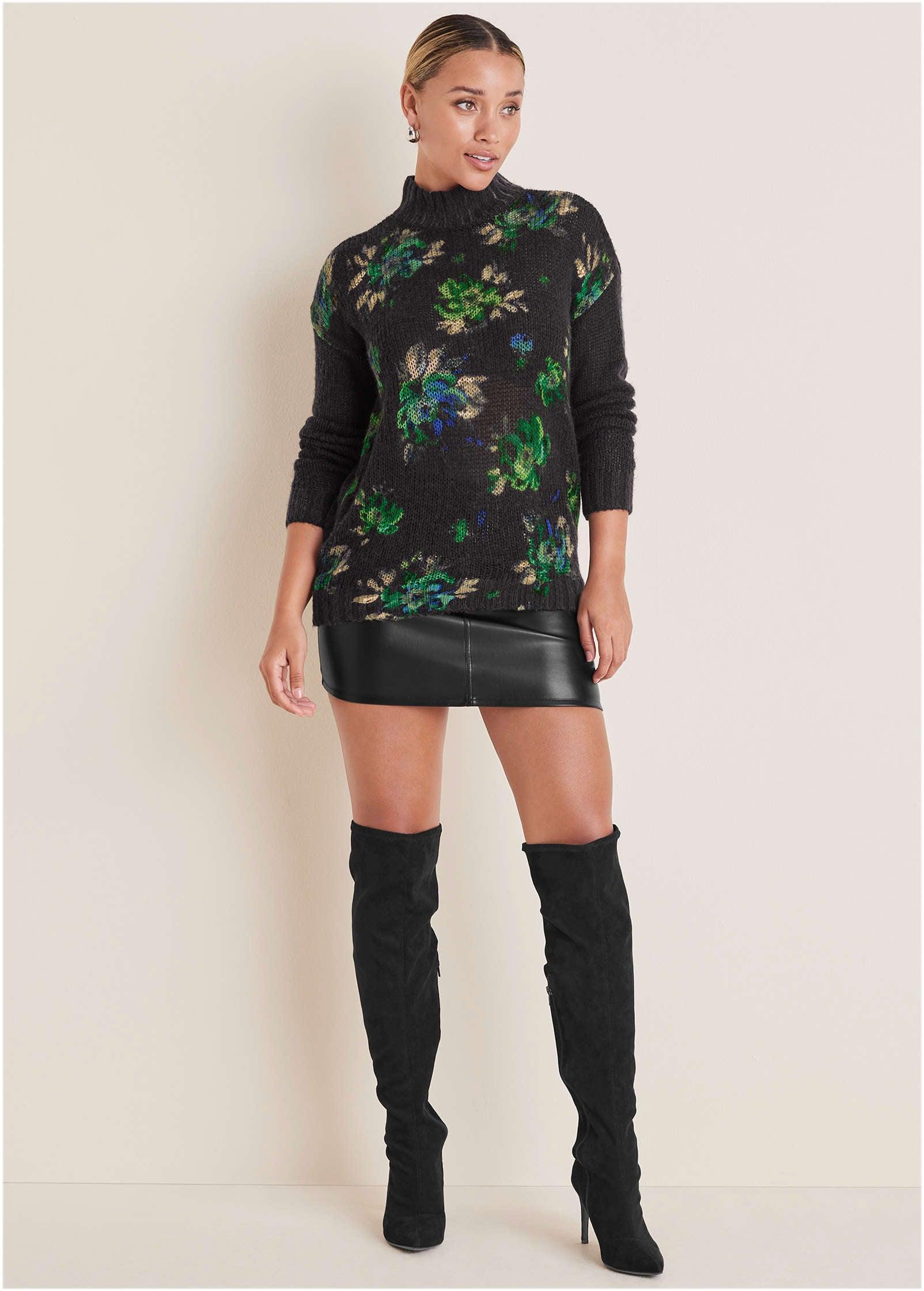 Printed Turtleneck Sweater - Midnight Garden Product Image