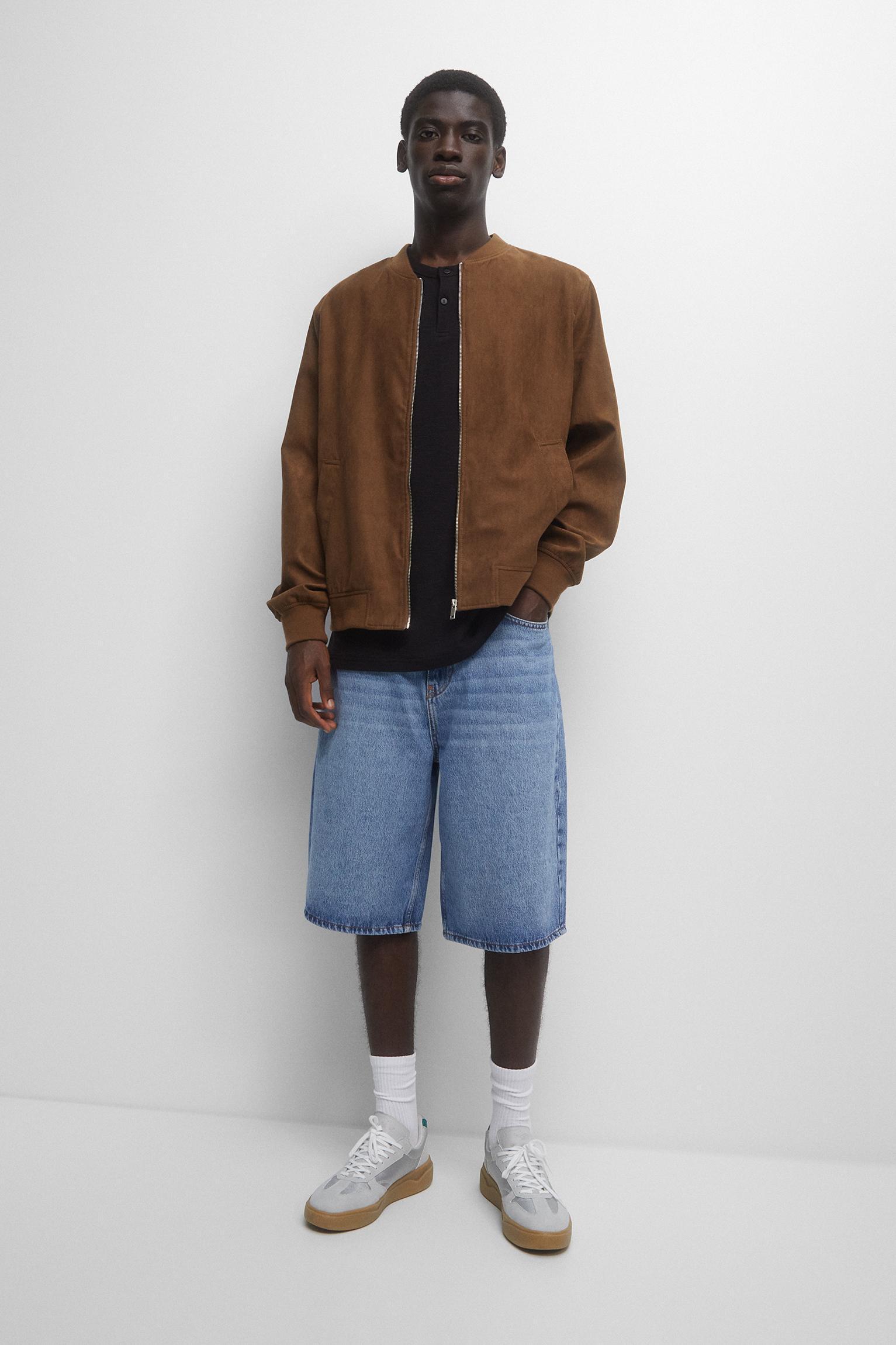 Faux suede bomber jacket Product Image