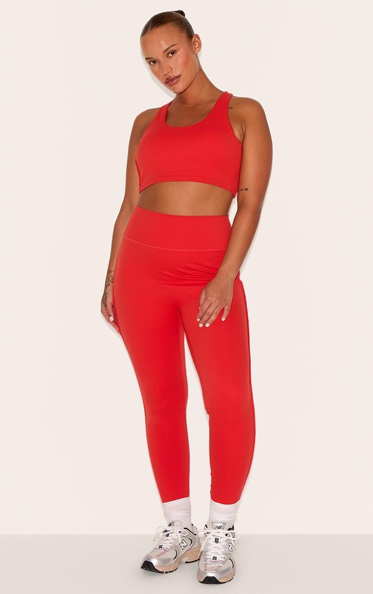  Red Sculpt Double Layer Padded Contrast Binding Sports Bra Product Image