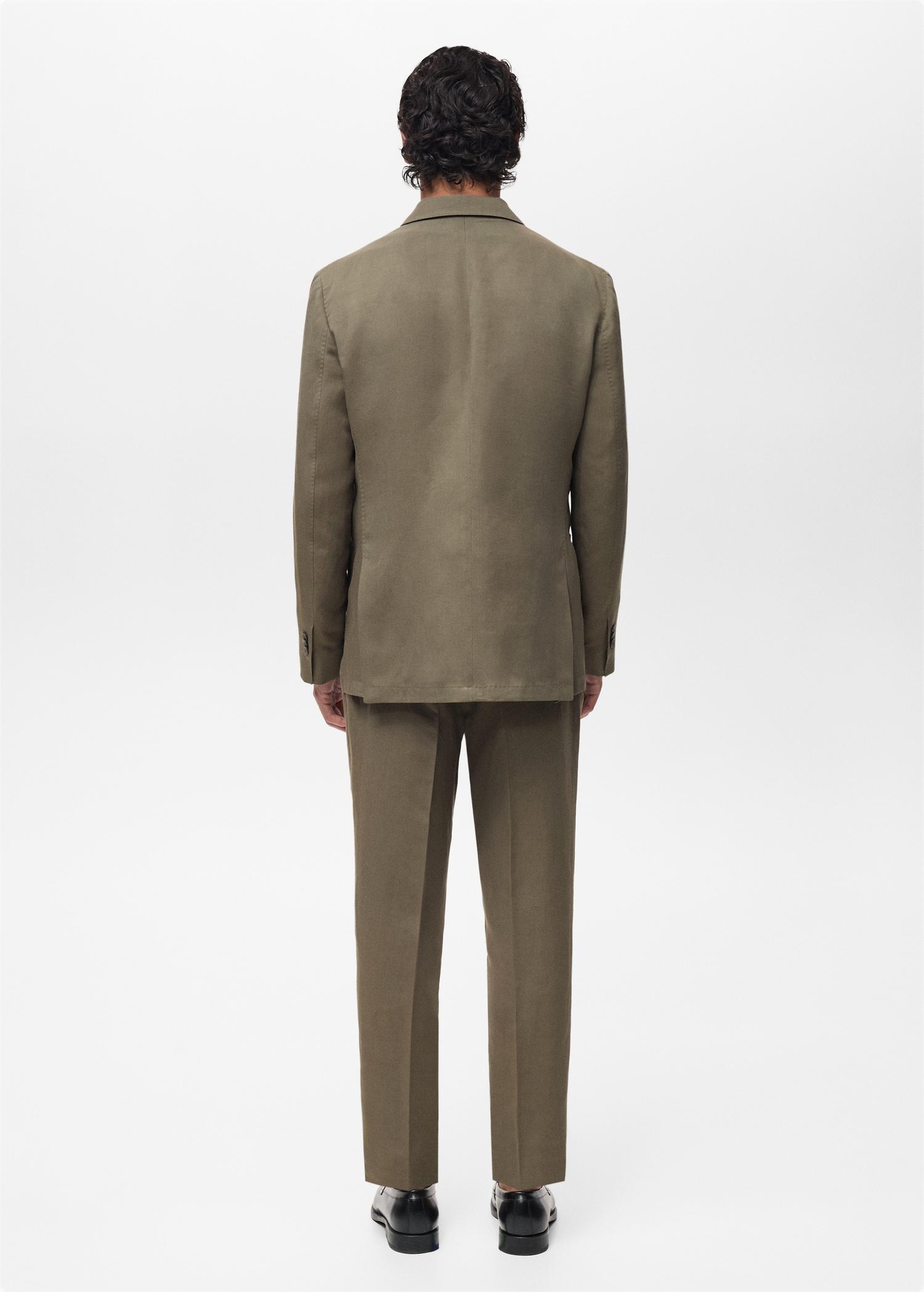 Slim-fit linen-blend double-breasted blazer - Men | MANGO USA Product Image