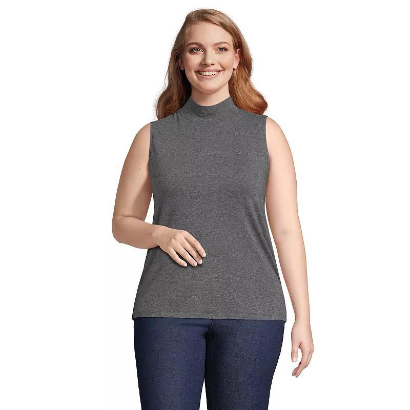 Plus Size Lands' End Sleeveless Mock Neck Tank Top, Women's, Size: 2XL, Grey Heather Product Image