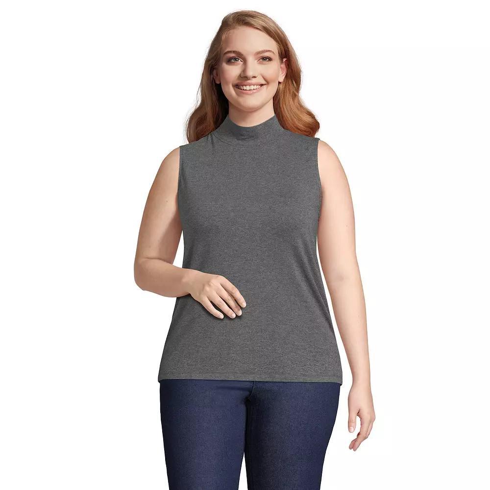 Plus Size Lands' End Sleeveless Mock Neck Tank Top, Women's, Size: 2XL, Grey Heather Product Image