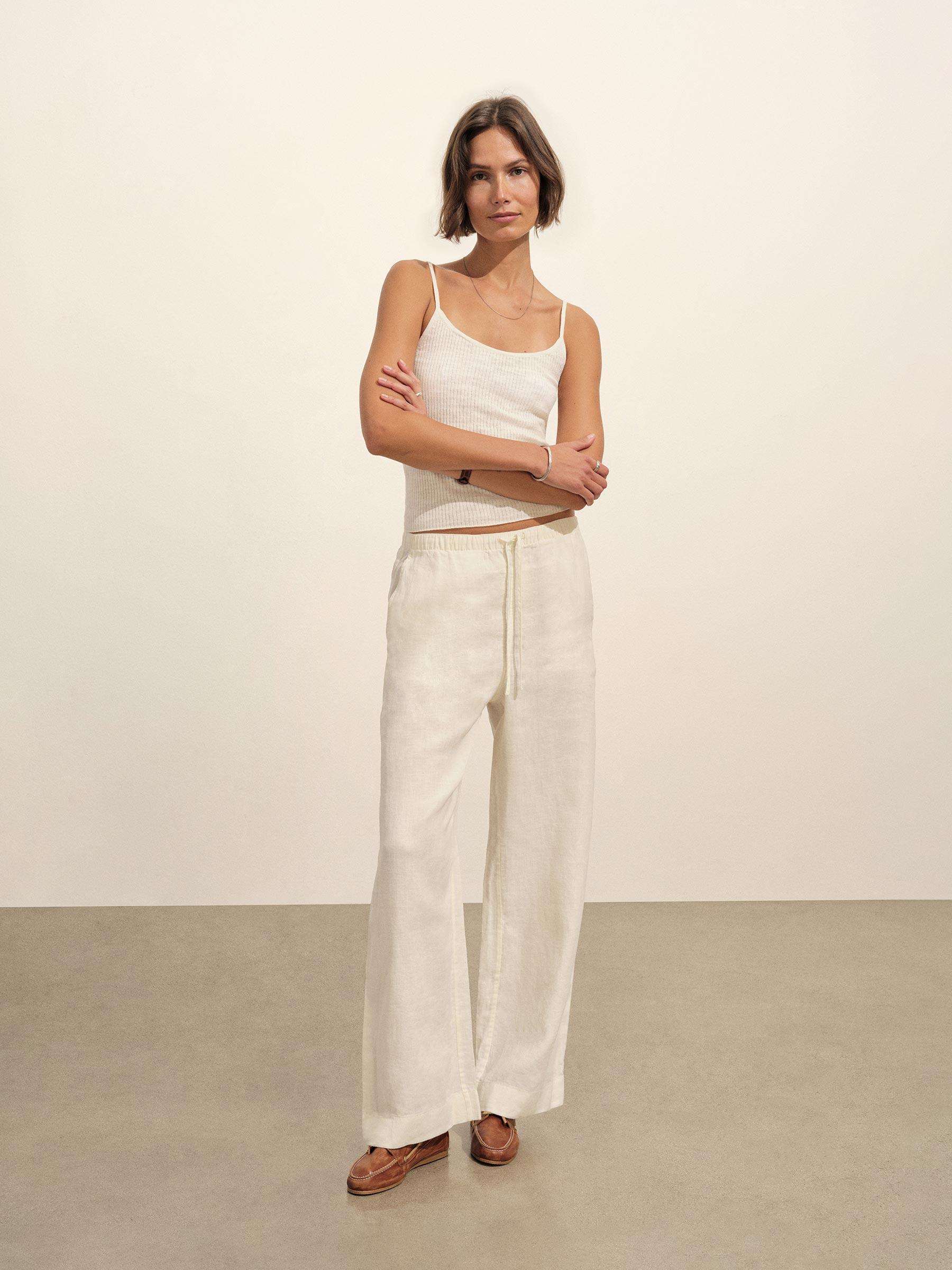 Soft White Coastal Linen Camisole Product Image