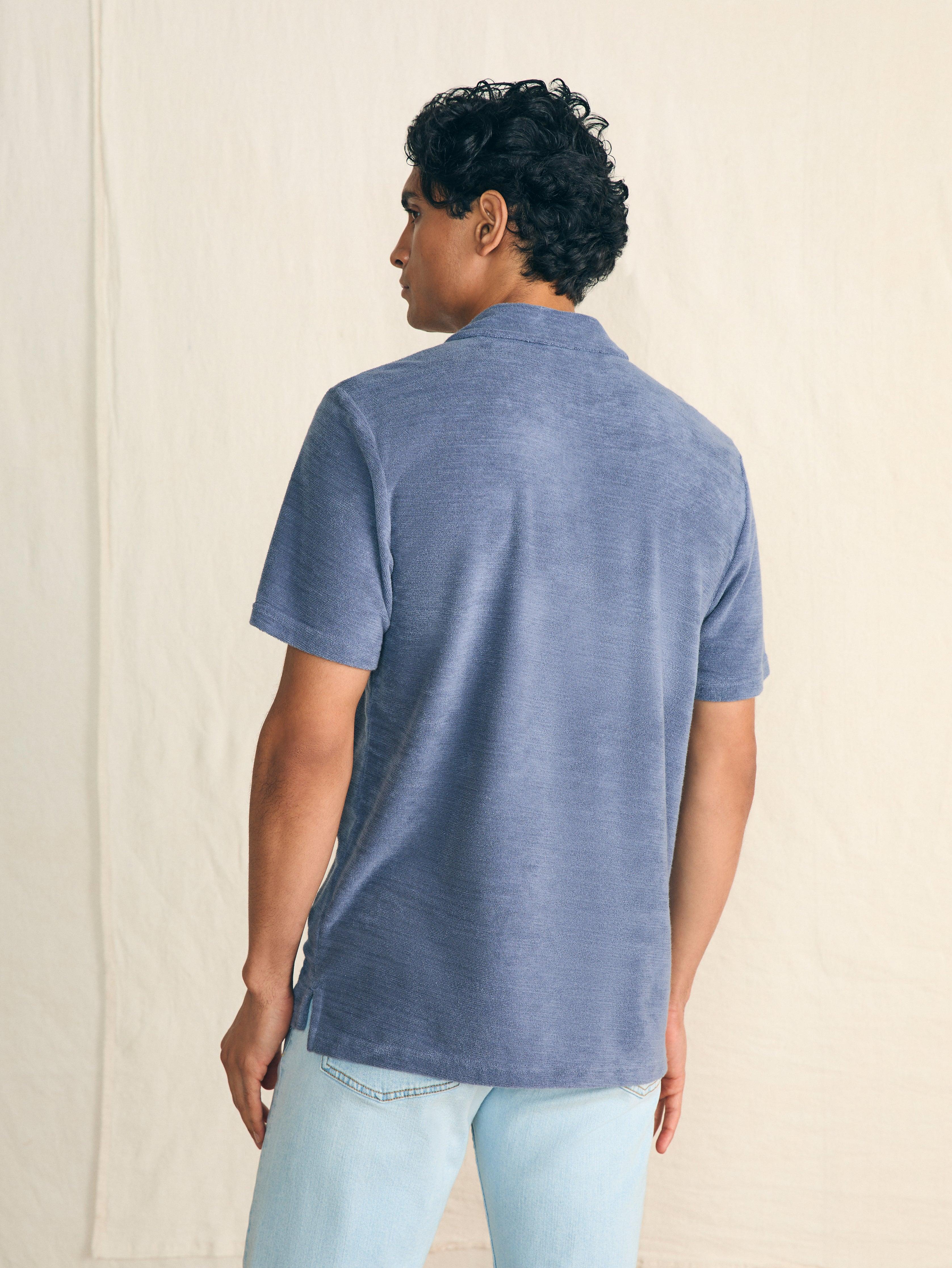 Cabana Towel Terry Surf Stripe Polo - Vintage White Product Image