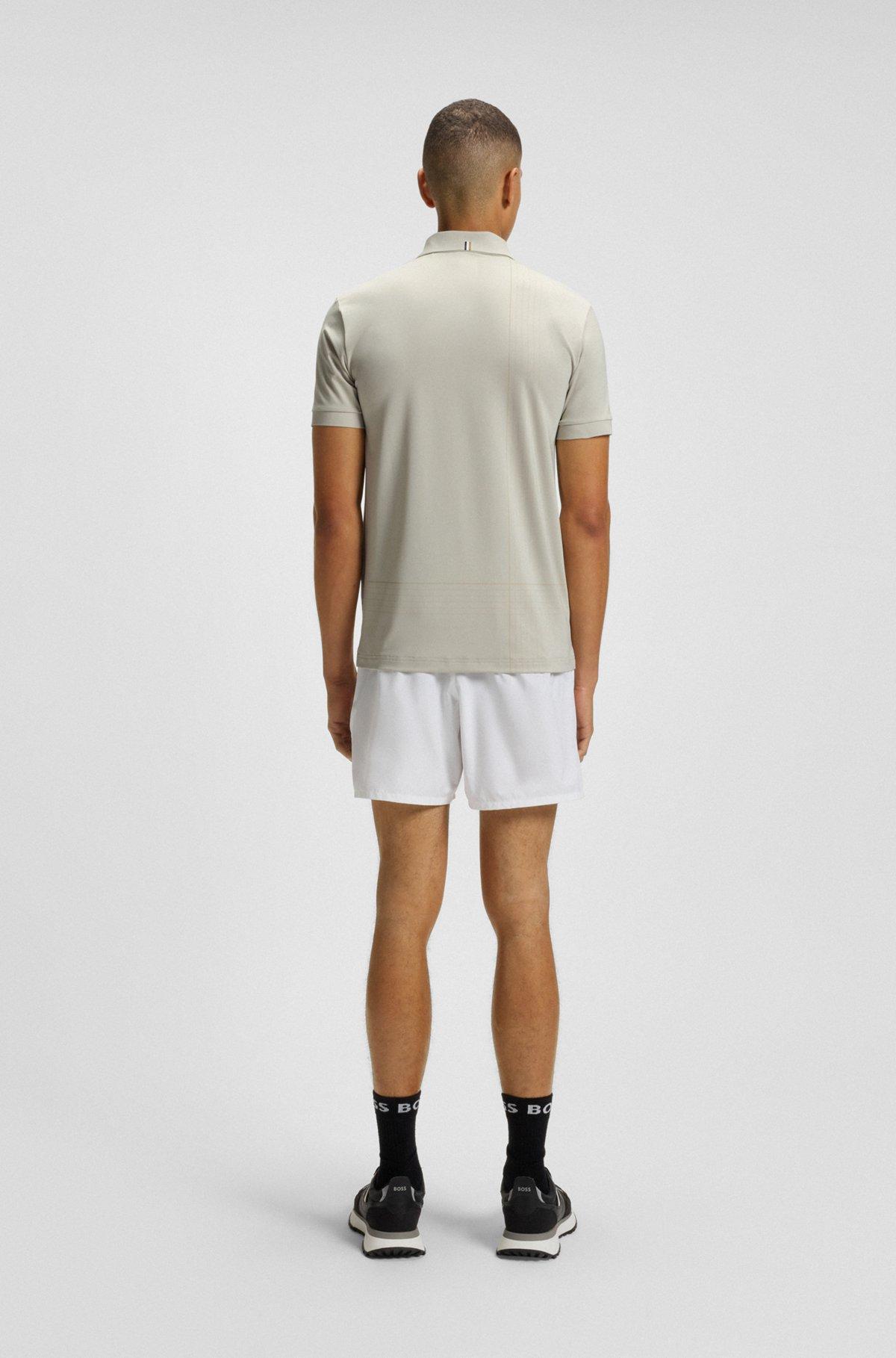 BOSS - Active quick-dry polo shirt with check artwork - Light Beige Product Image