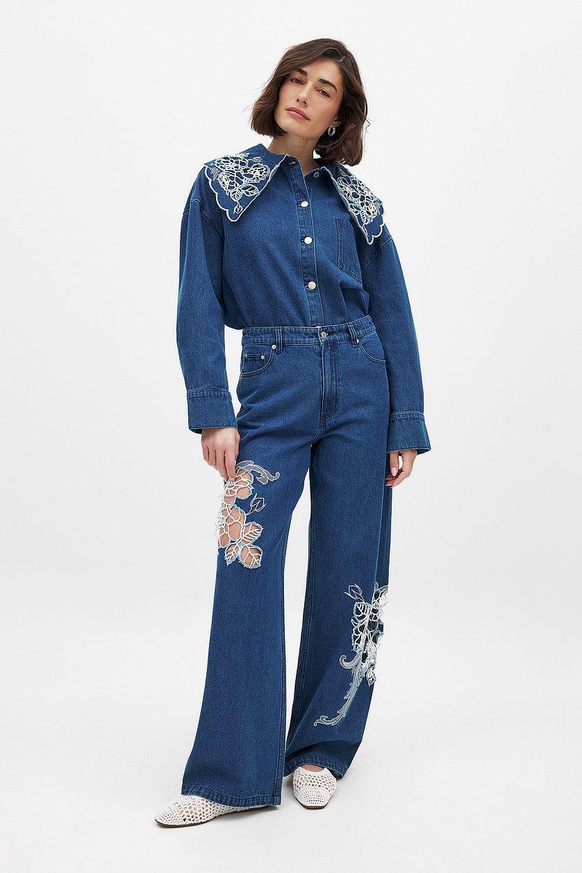 Lace Detail Jeans Product Image