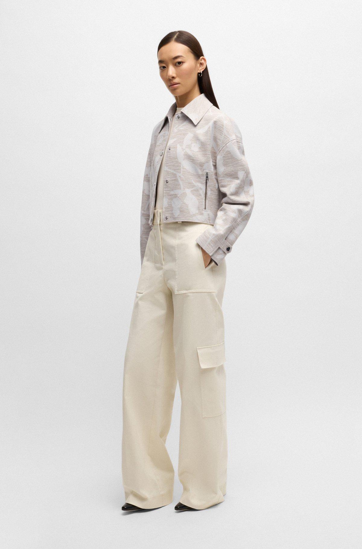 BOSS - Relaxed-fit blazer with floral structure - Beige Product Image