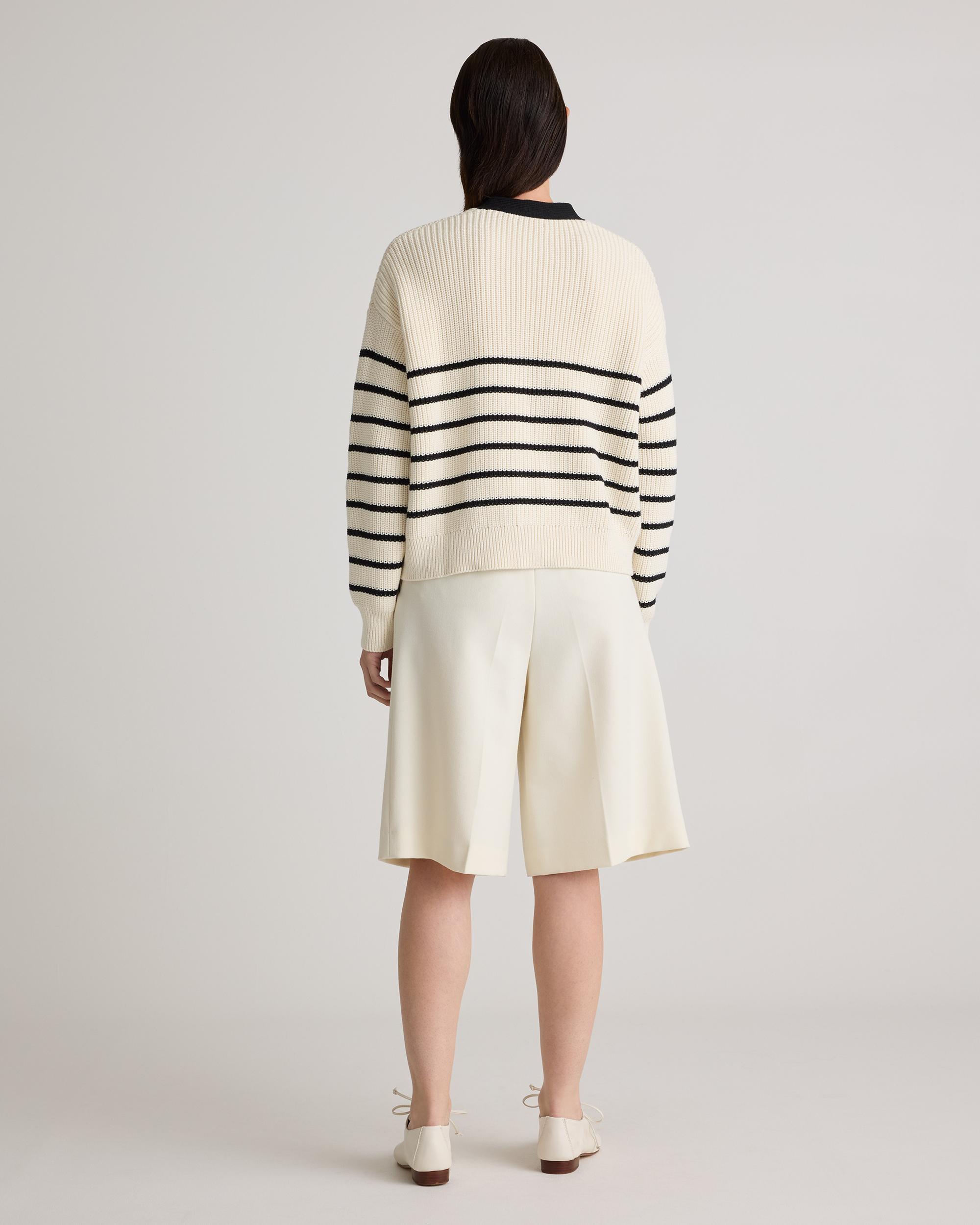 Quince | Women's Fisherman Boxy Cropped Cardigan Sweater Size XS, Organic Cotton Product Image