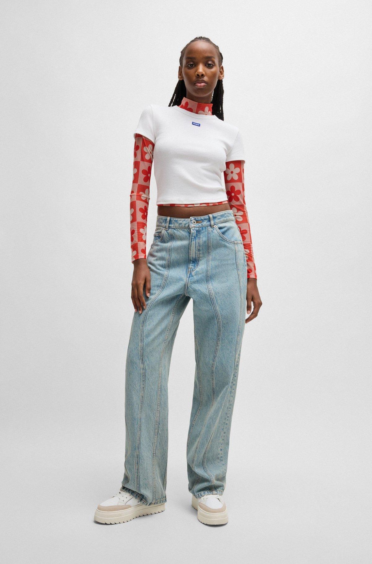 Slim-fit stretch-cotton shirt with logo tape Product Image