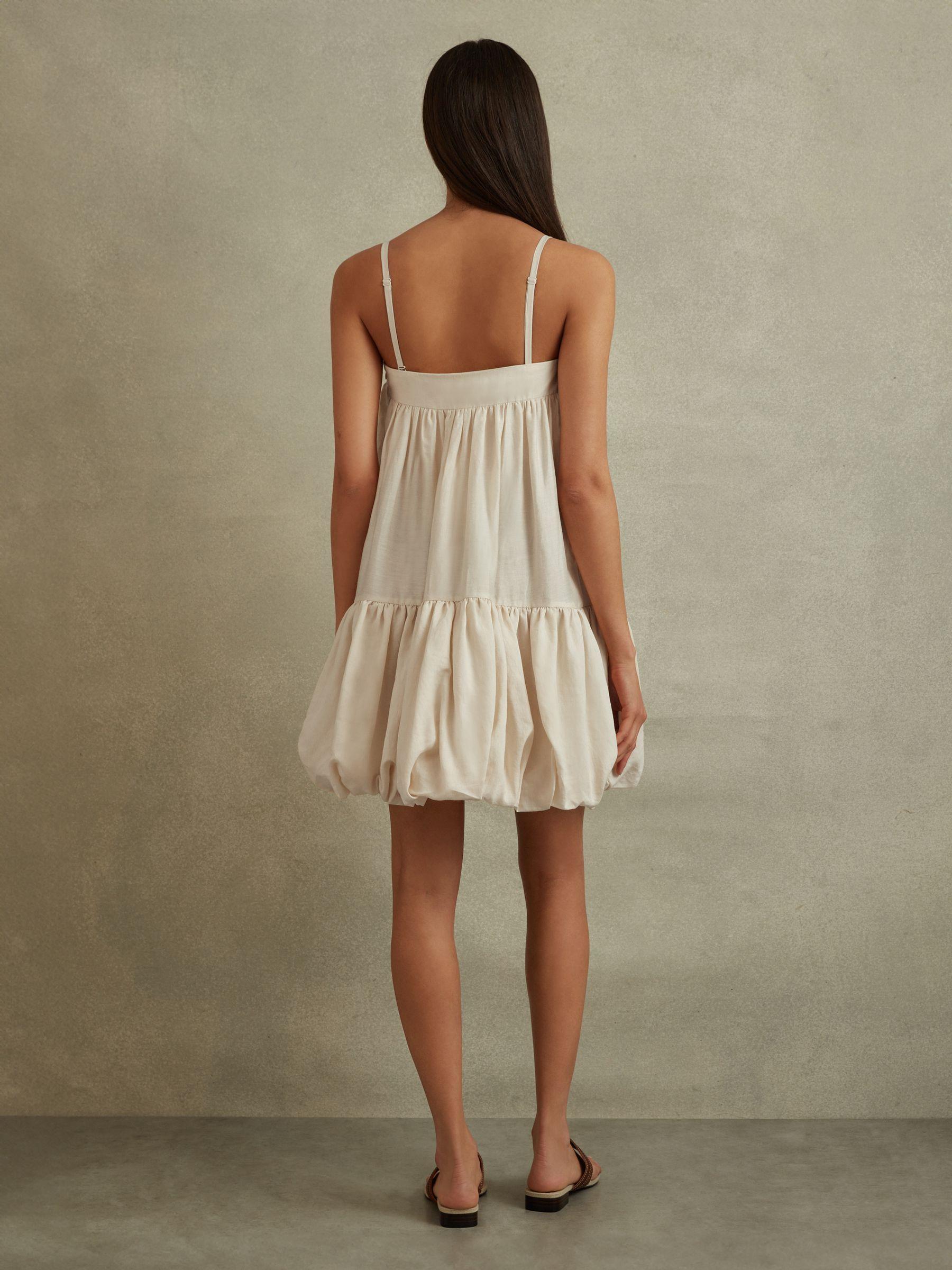 Bubble Hem Removable Strap Mini Dress in Cream Product Image