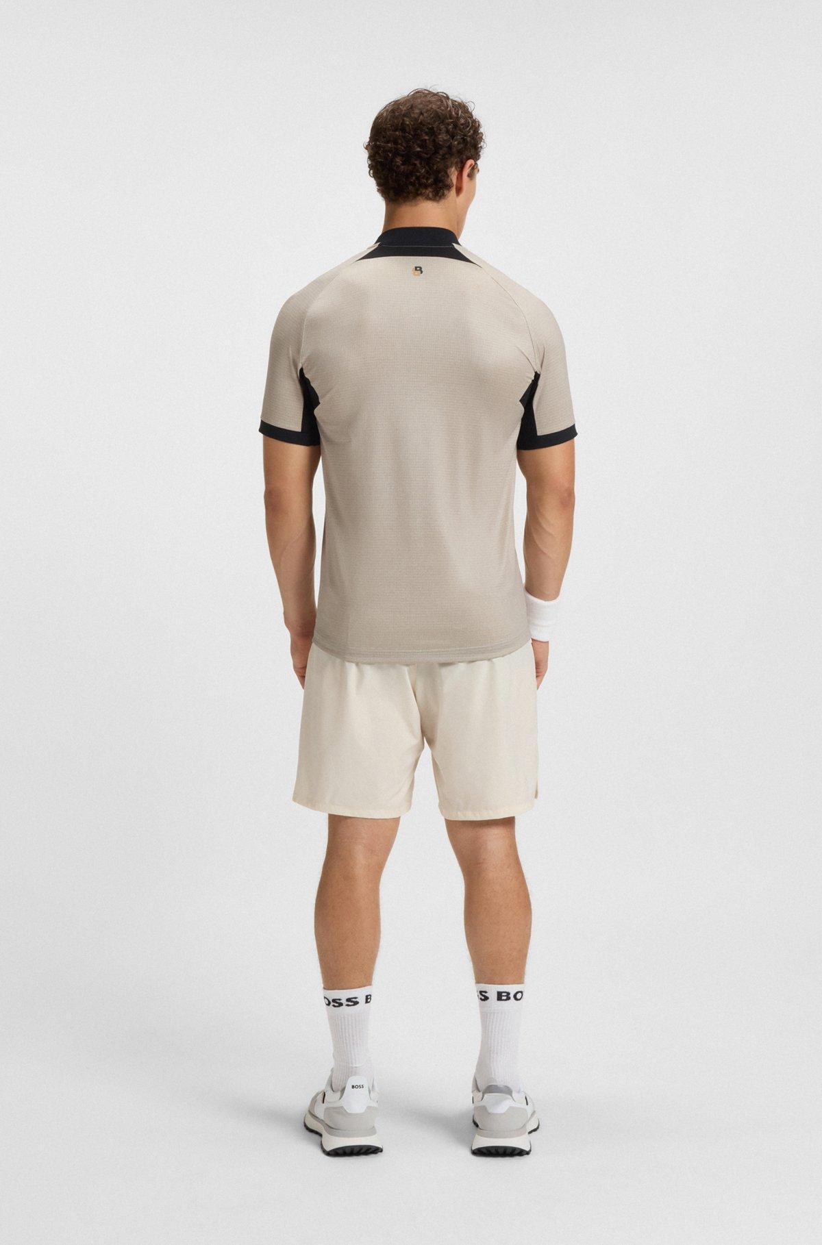 Zip-neck slim-fit polo shirt in mesh jersey Product Image