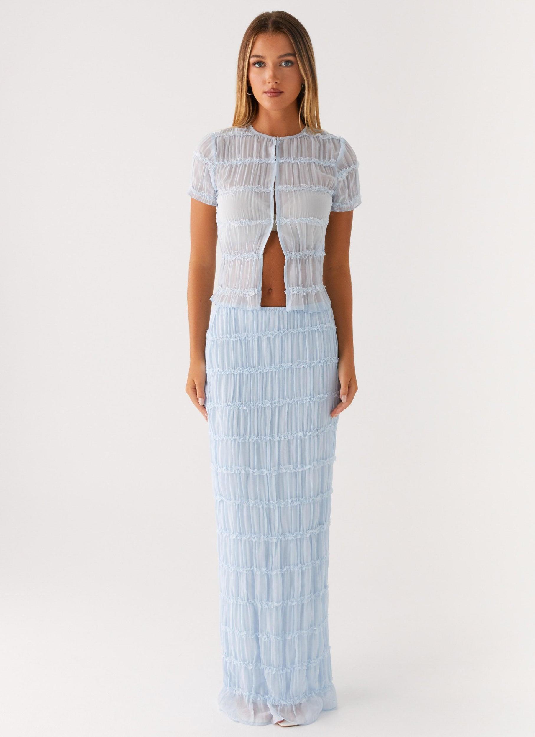 Daydreaming Low Rise Maxi Skirt - Blue Product Image