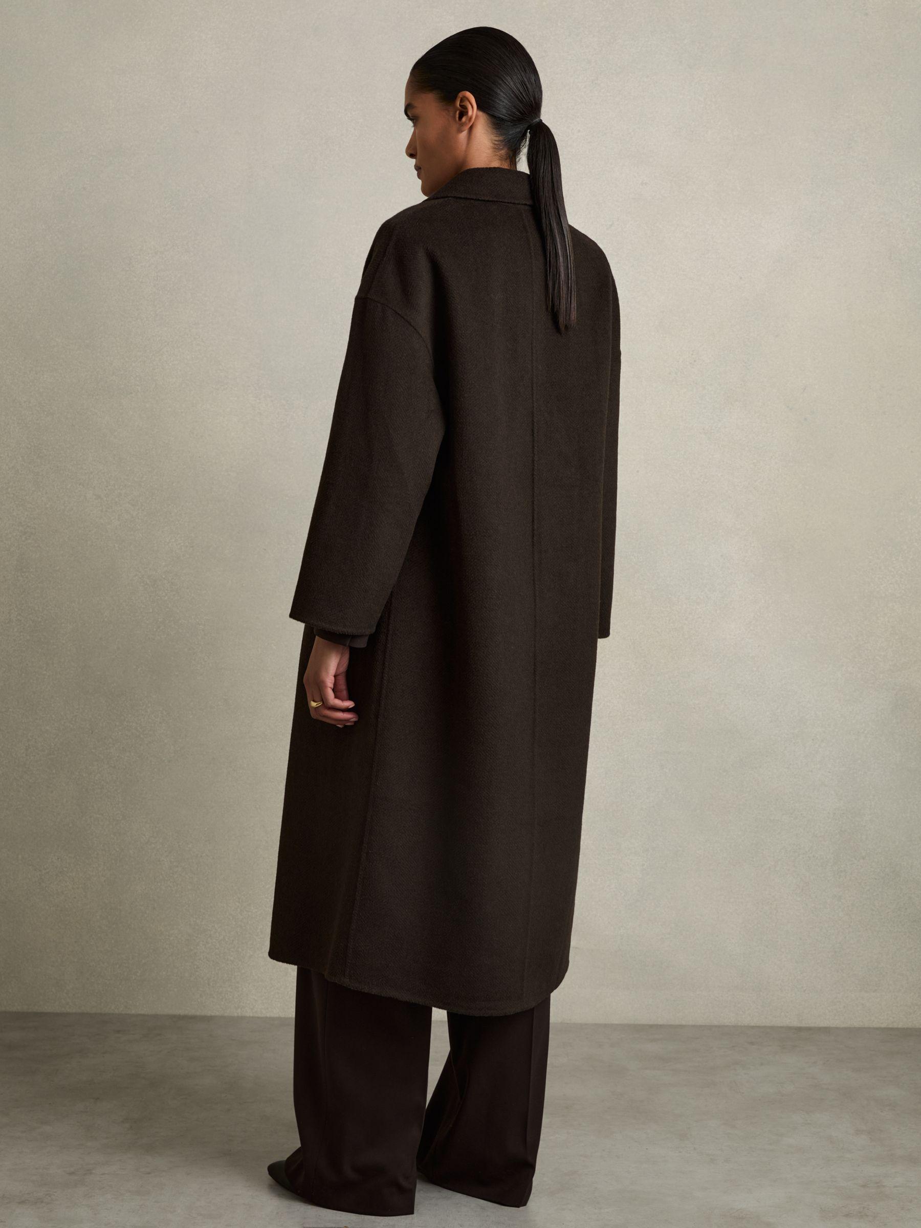 Wool Blend Herringbone-Twill Coat in Chocolate Product Image