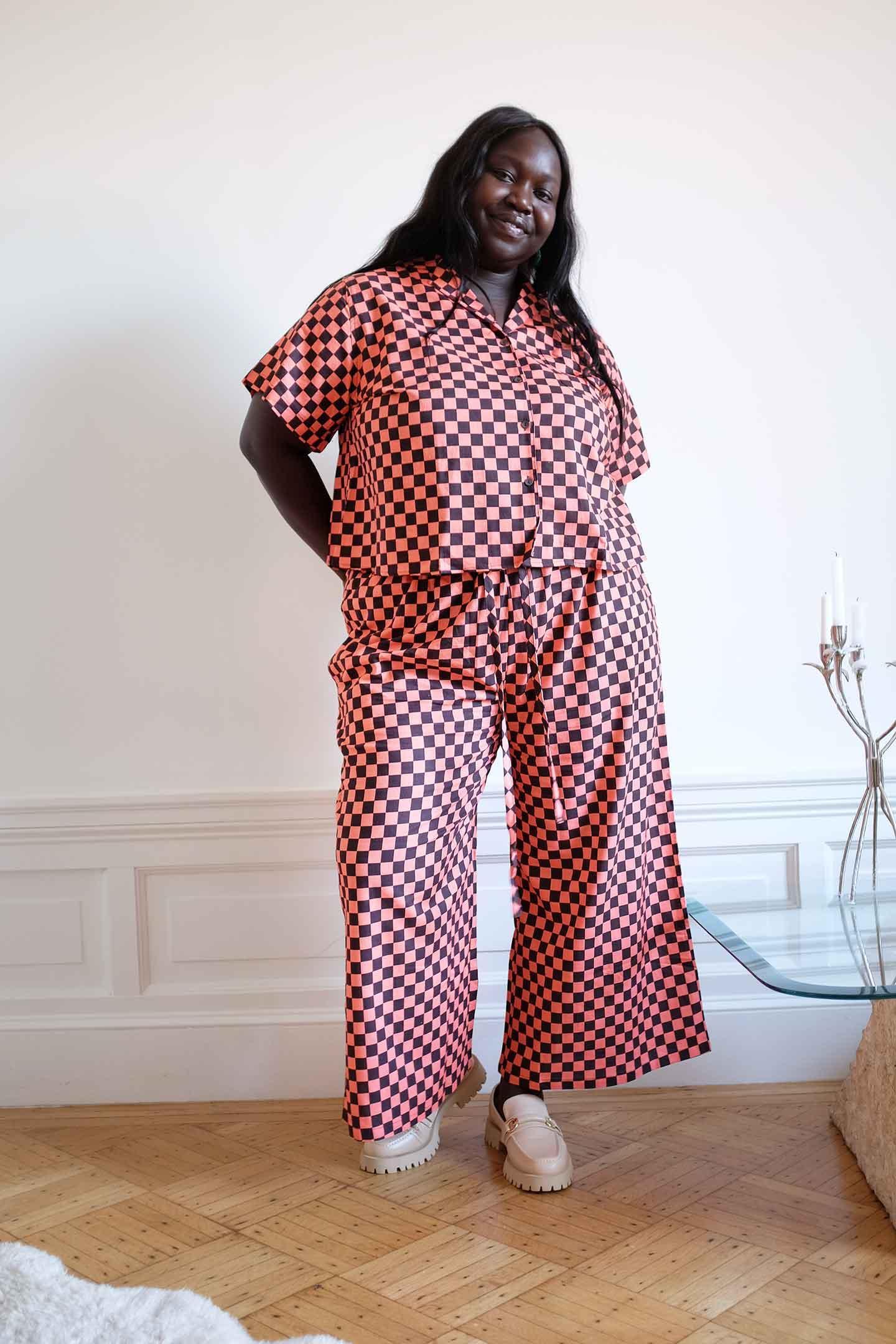 Long Lounge Set - Berry Check Product Image