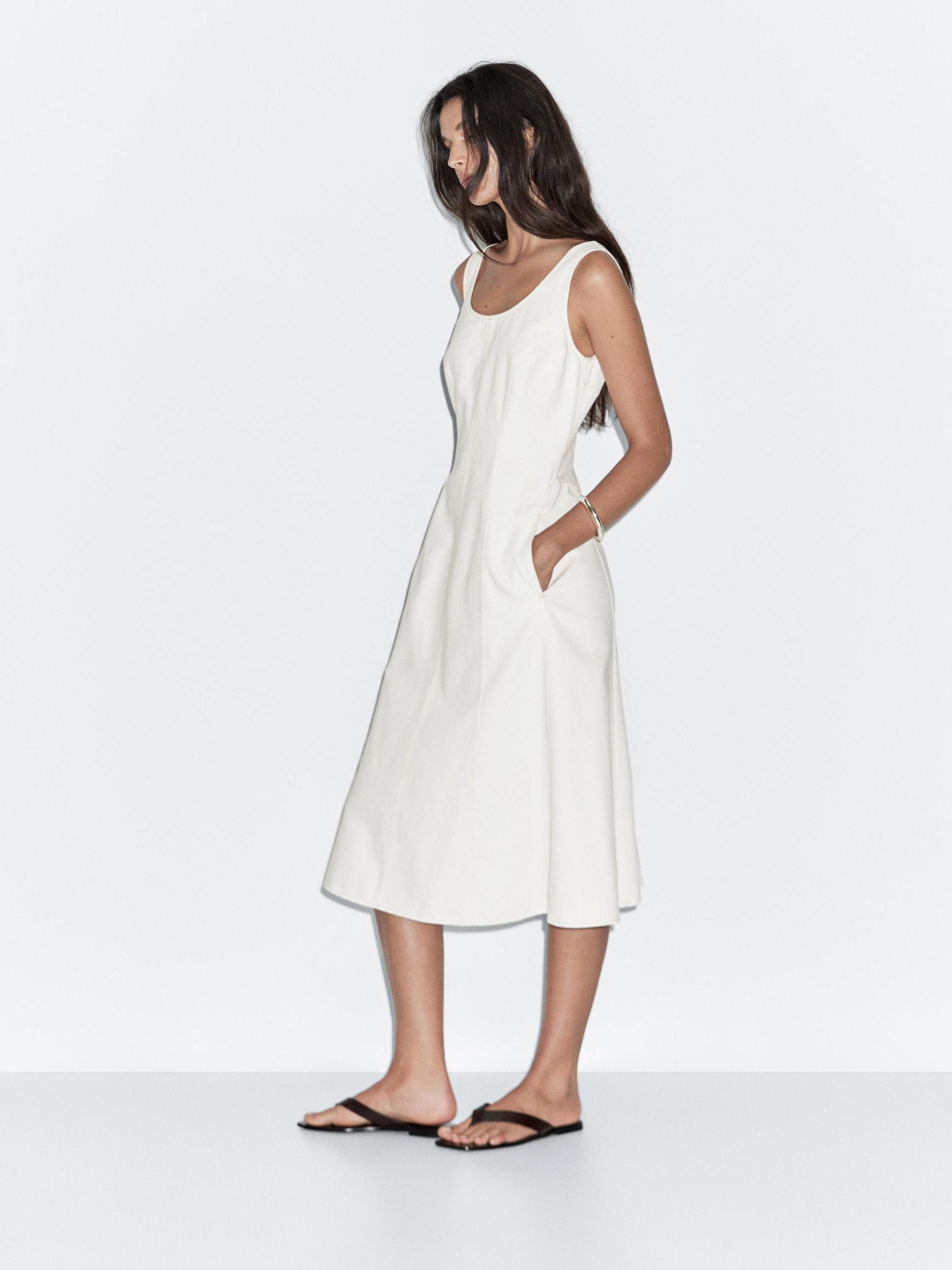 100% cotton denim midi dress Product Image