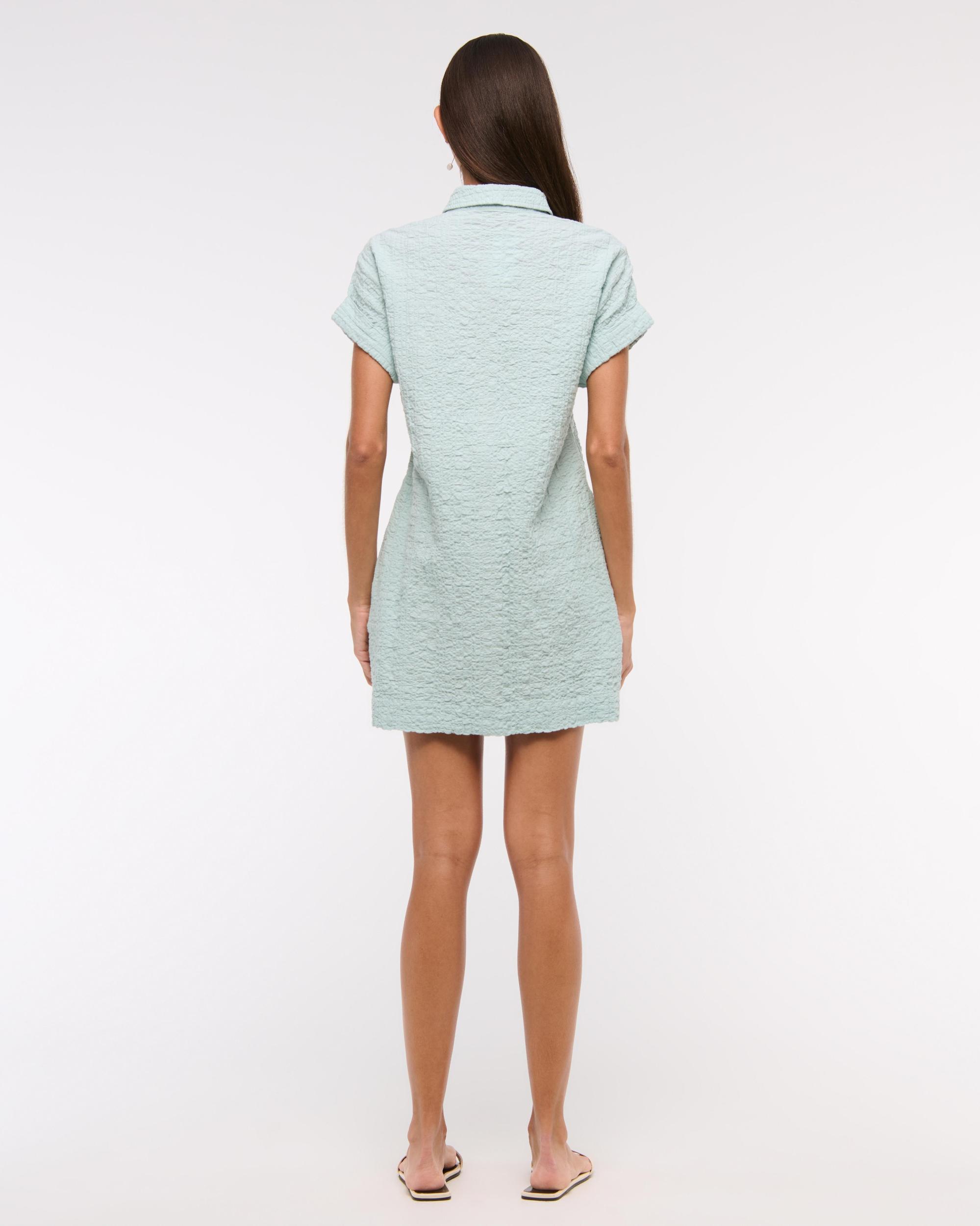 Textured Mini Shirt Dress Product Image