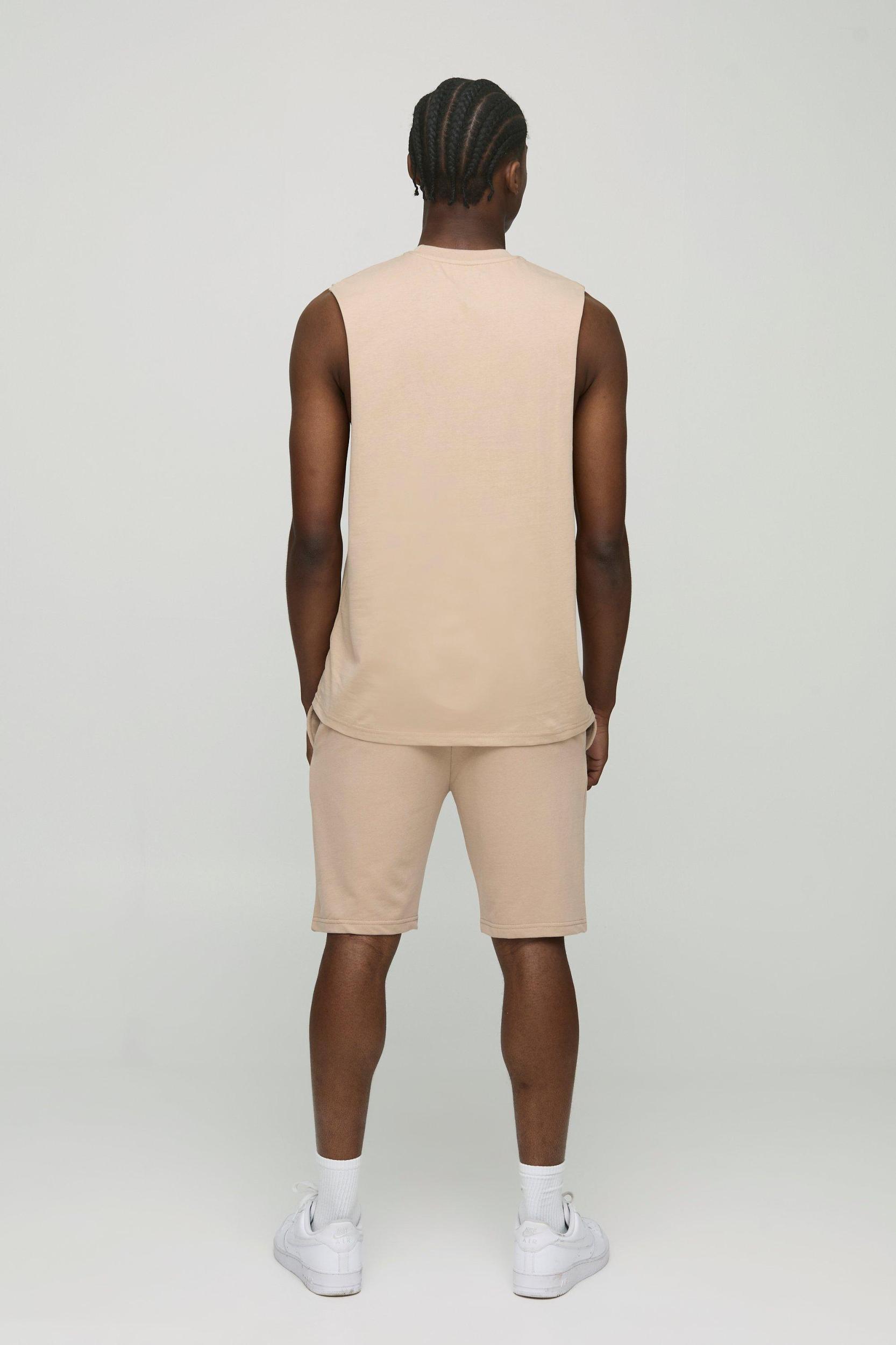 260GSM Loopback Basic Slim Fit Mid Length Shorts | boohooMAN USA Product Image